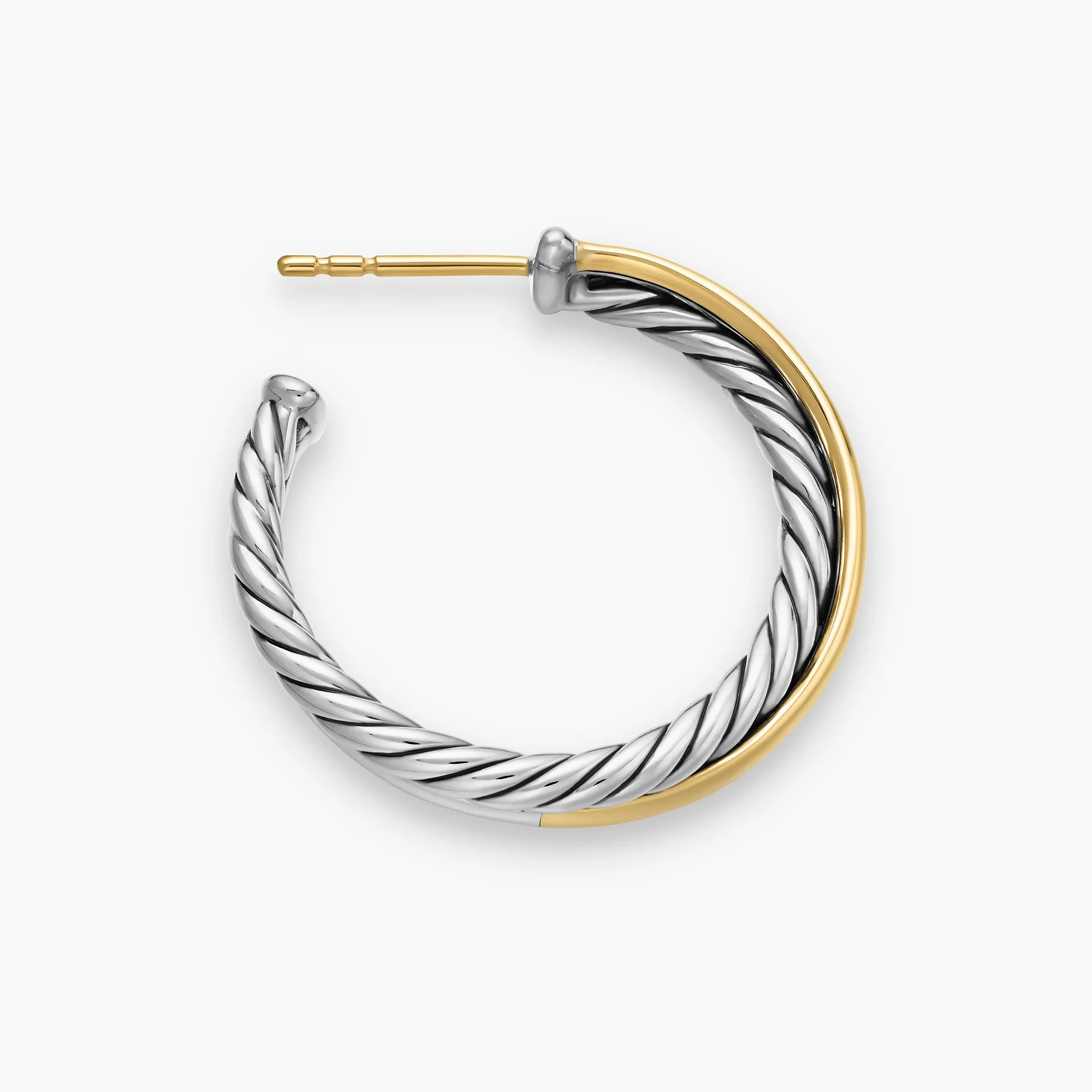Crossover Hoop Earrings in Sterling Silver with 18K Yellow Gold - Image 7