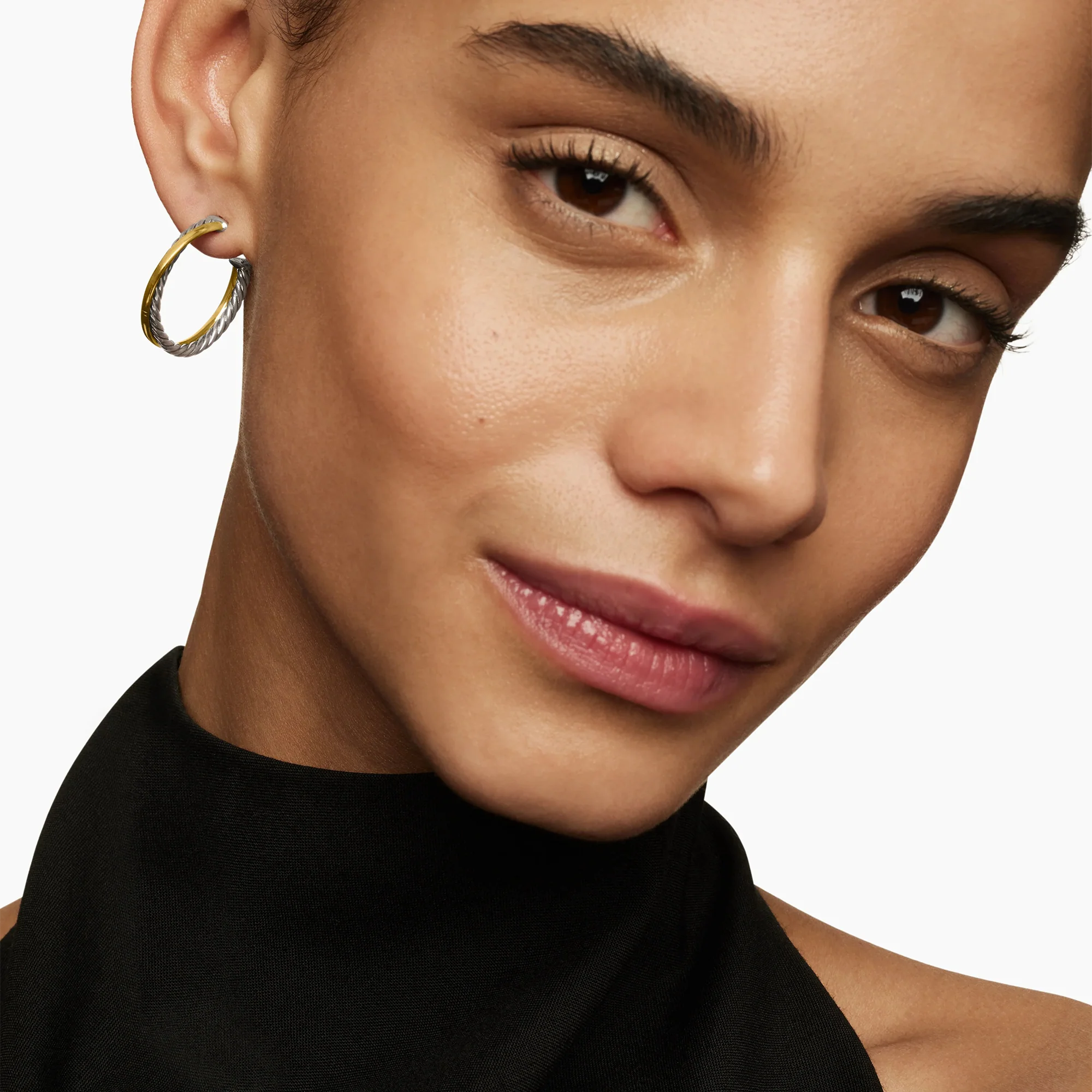 Crossover Hoop Earrings in Sterling Silver with 18K Yellow Gold - Image 8