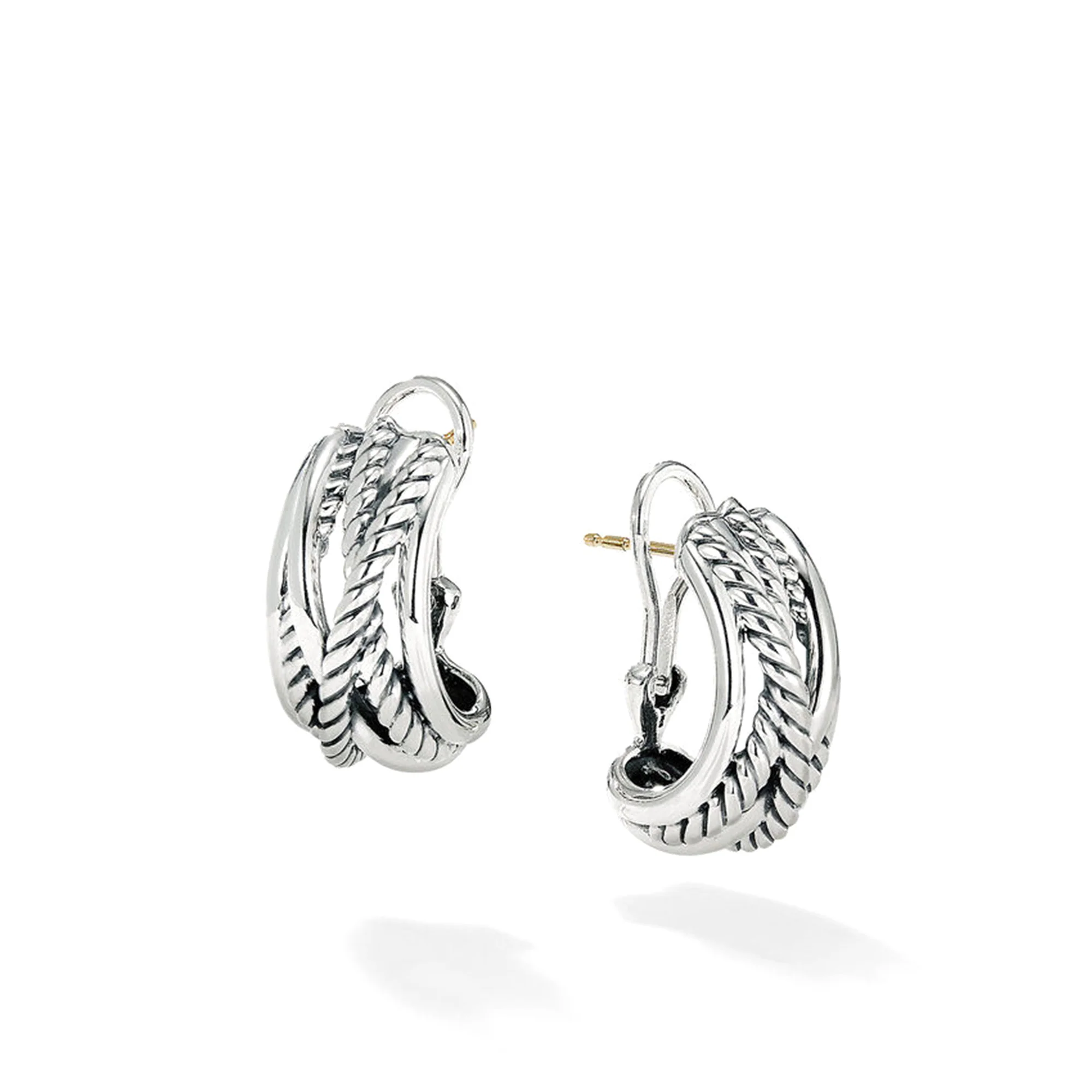 Crossover Shrimp Earrings in Sterling Silver