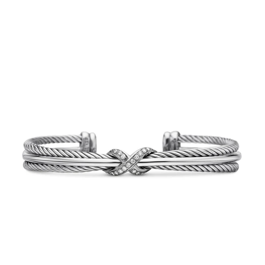 CROSSOVER X BRACELET WITH DIAMONDS, 7MM - Image 2