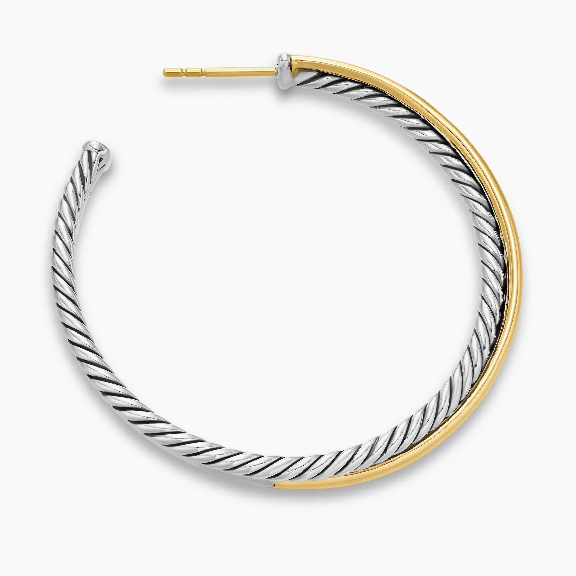 Crossover Hoop Earrings In Sterling Silver With 18K Yellow Gold - Image 3