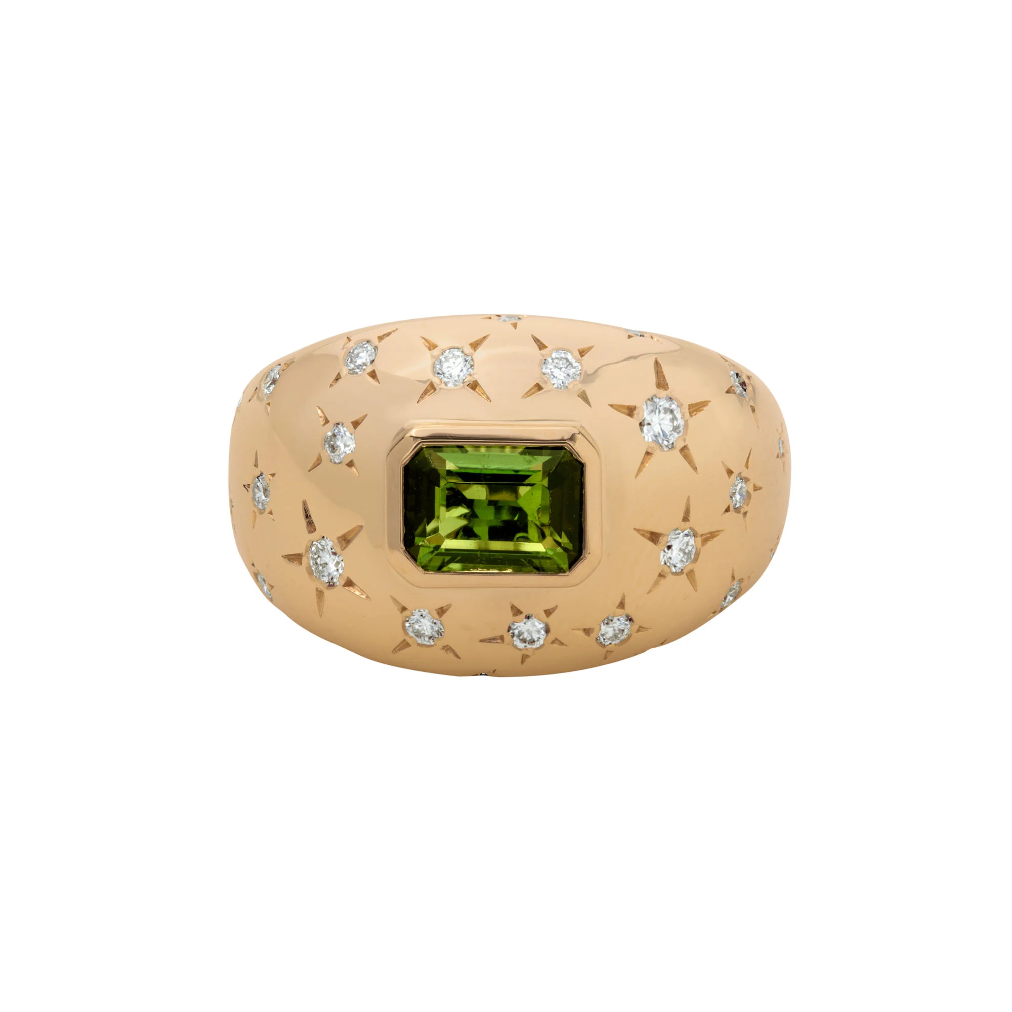 14K Yellow Gold Tourmaline and Diamond Ring