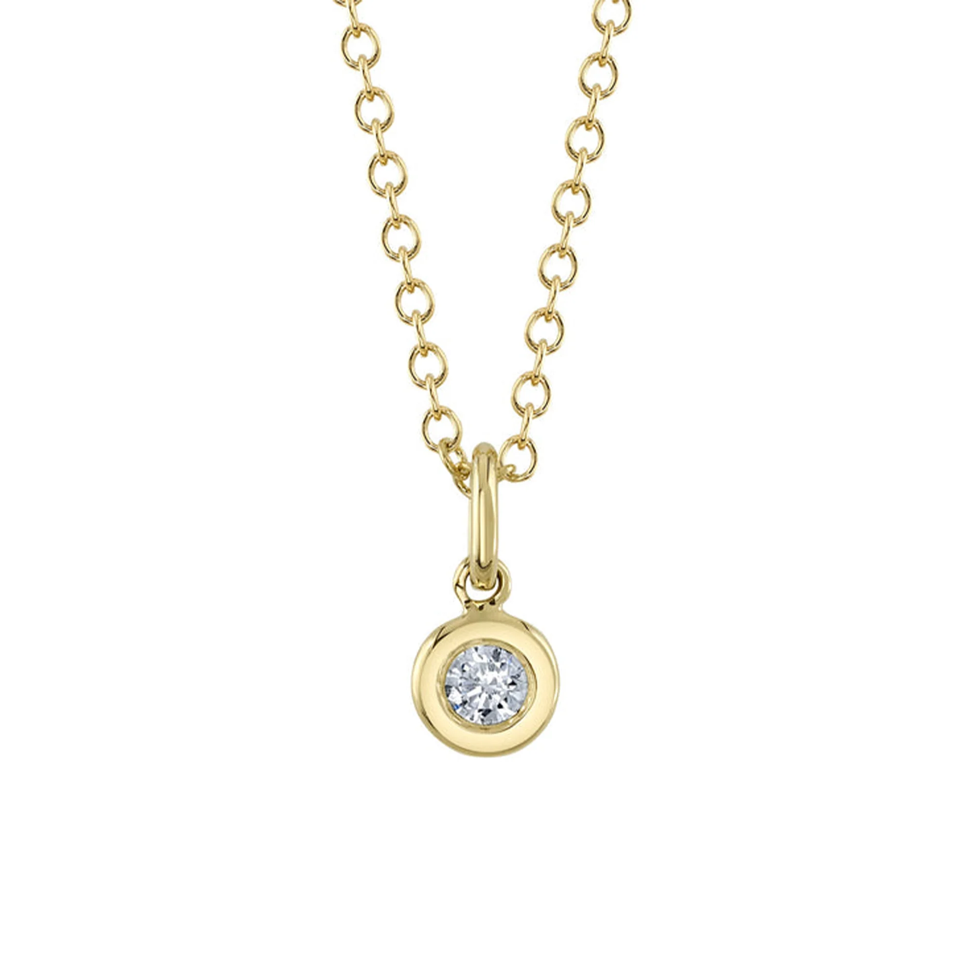 Diamond Bezel Pendant Necklace in 14K Yellow Gold