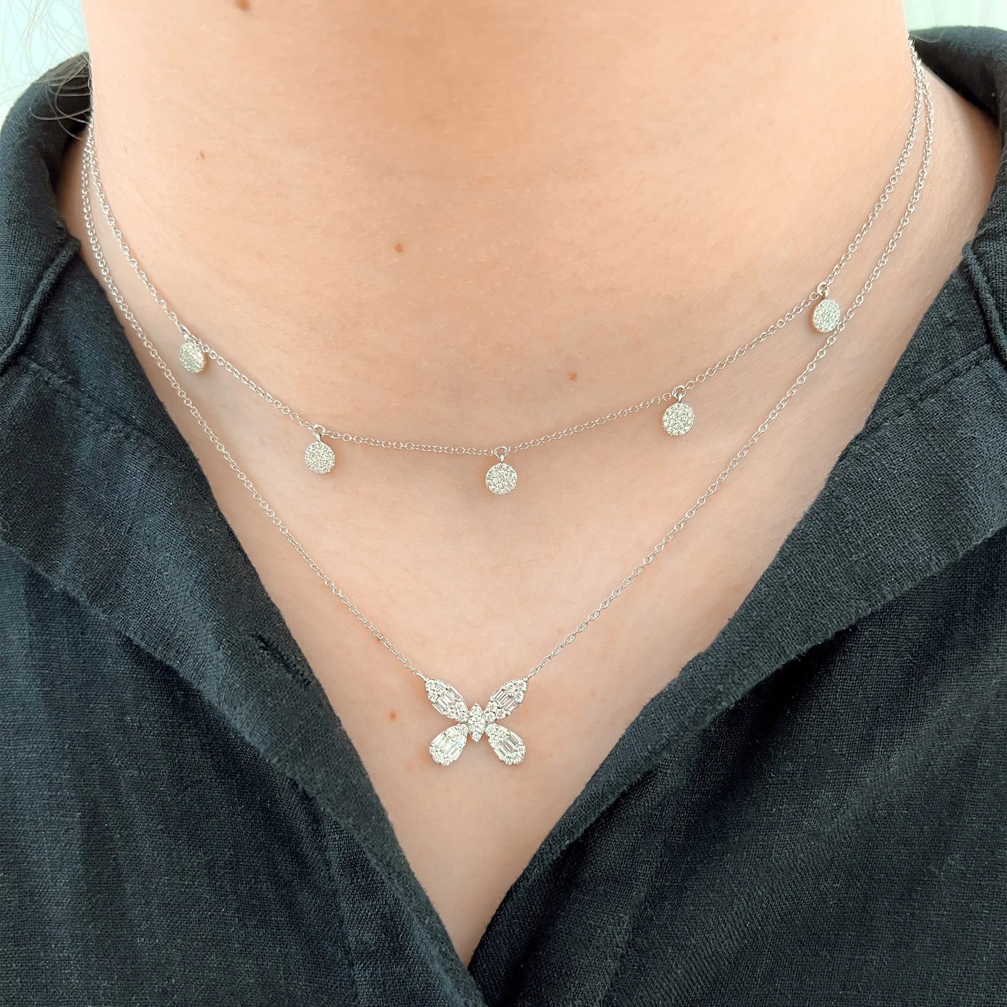 Diamond Butterfly Necklace in 14K White Gold - Image 2