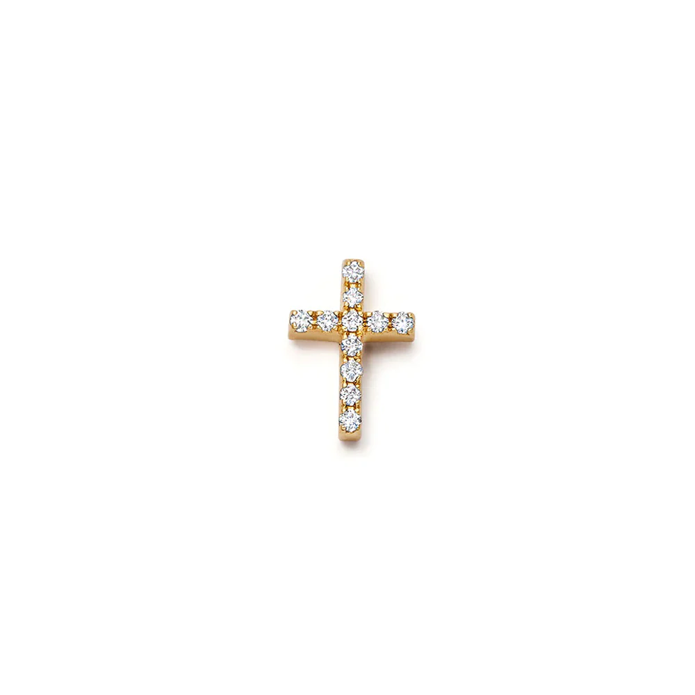 Diamond Cross Charm in 18K Yellow Gold