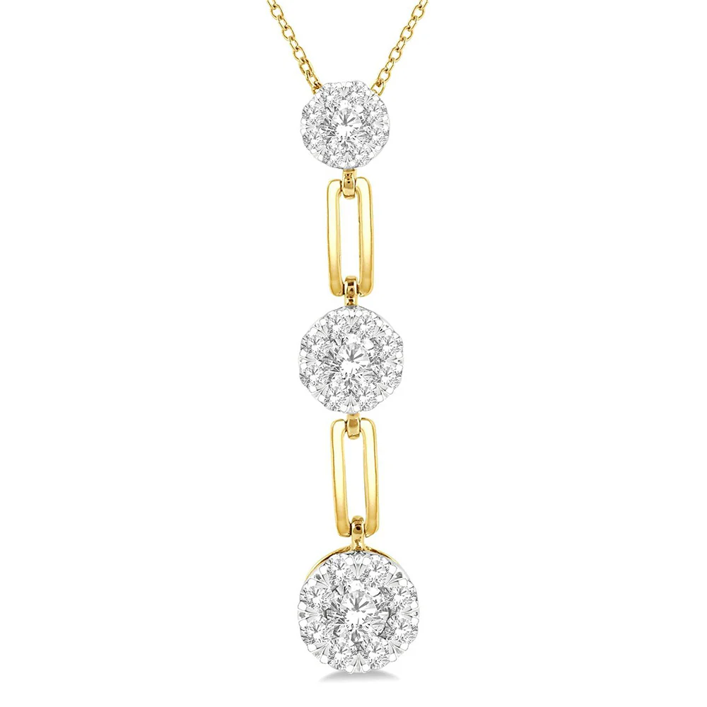 Diamond Paperclip Link Pendant with Chain Necklace in 14K Two-Tone Gold, 0.55cttw - Image 3
