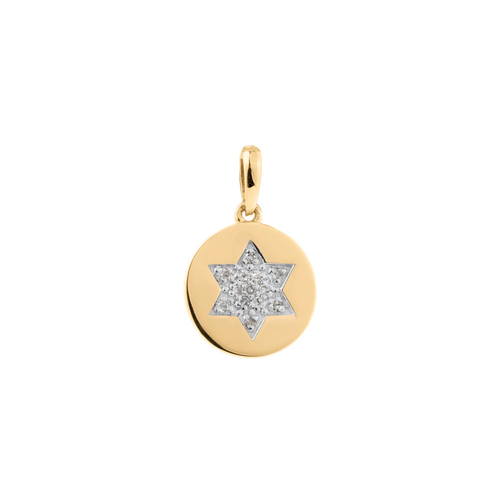 Diamond Star of David Charm in 14K Yellow Gold