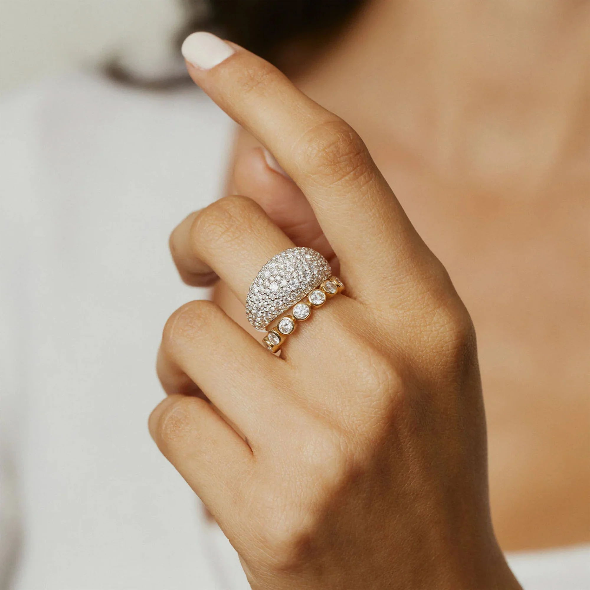Diamond Sunburst Cocktail Ring in 14K Yellow Gold - Image 2