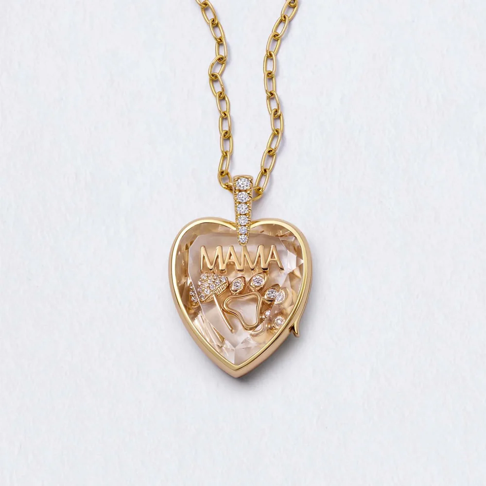 Dog Paw Charm in 18K Yellow Gold with Diamonds - Image 4
