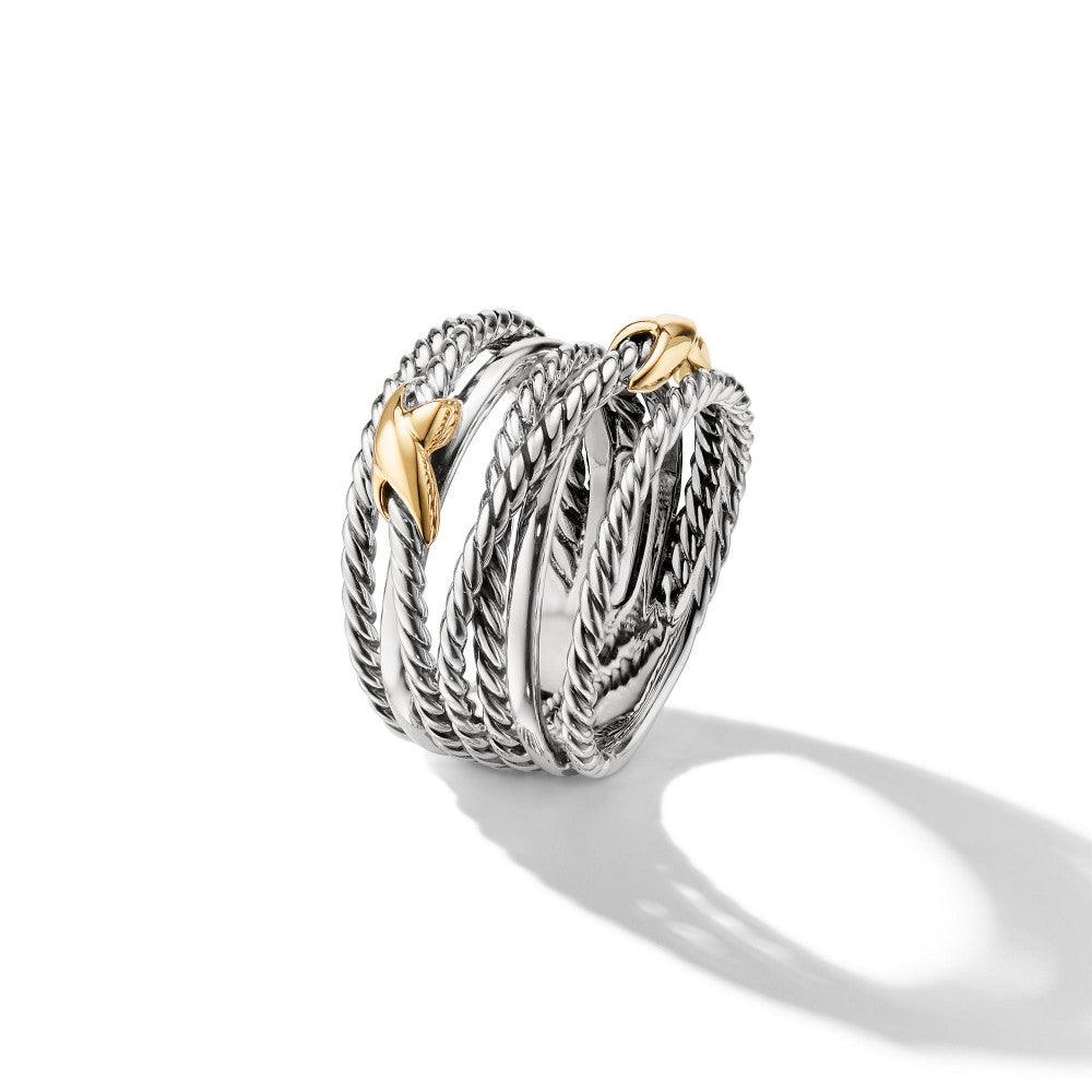 DOUBLE X CROSSOVER RING WITH 18K GOLD - Image 3
