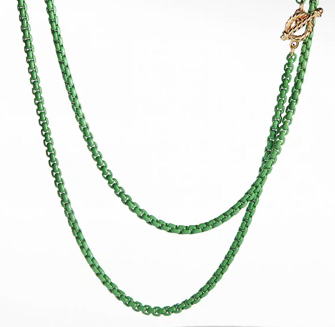 DY Bel Aire Chain Necklace in Green with 14K Gold Accents