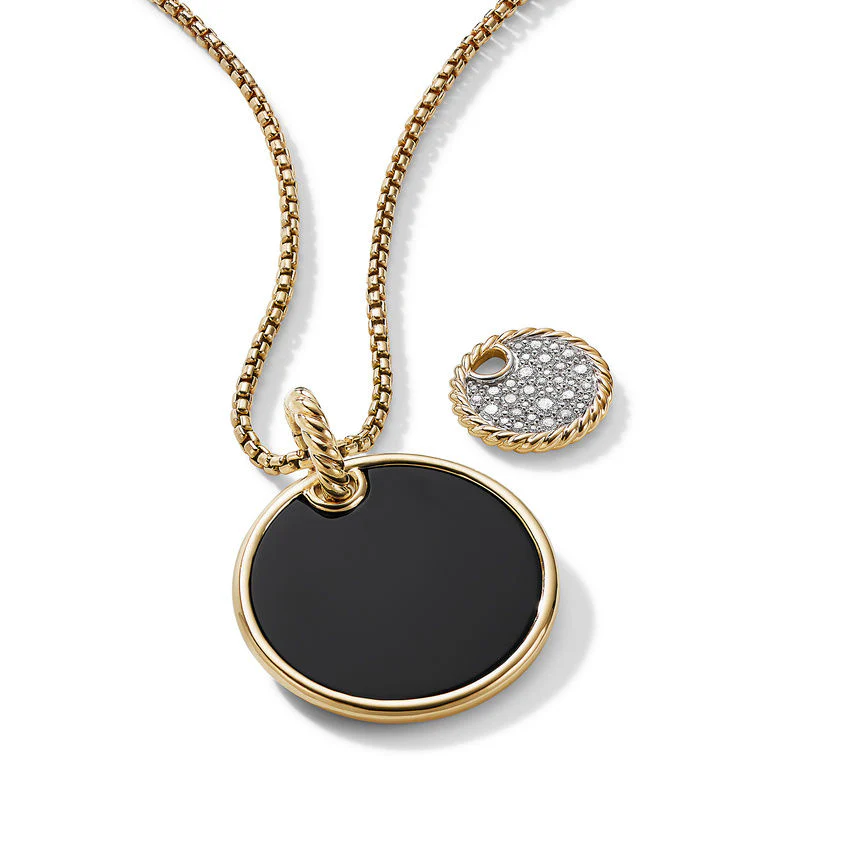Dy Elements Convertible Pendant Necklace In 18K Yellow Gold With Pavé Diamonds And Black Onyx Reversible To Mother Of Pearl - Image 3
