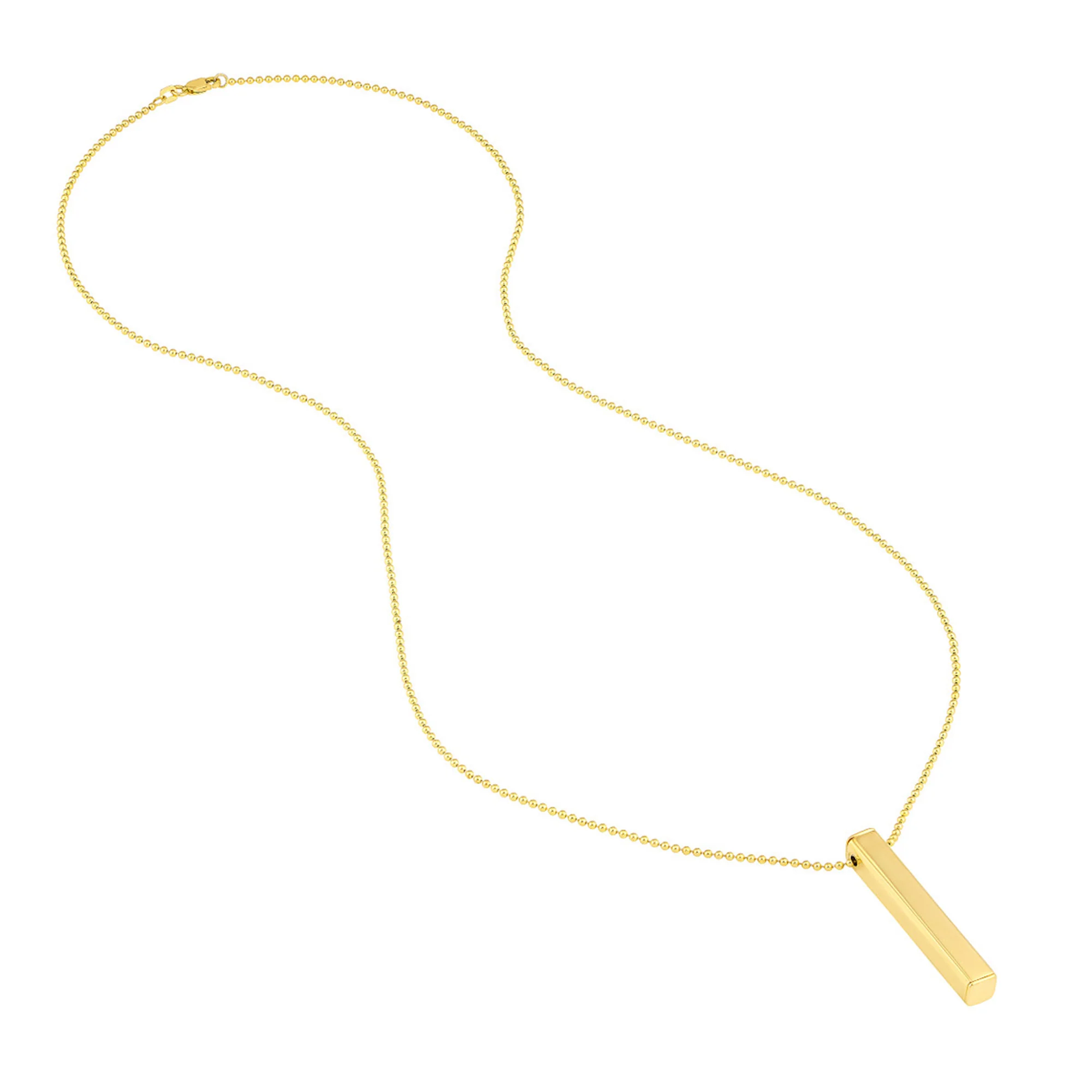 Engravable 3D Bar Necklace in 14K Yellow Gold - Image 2