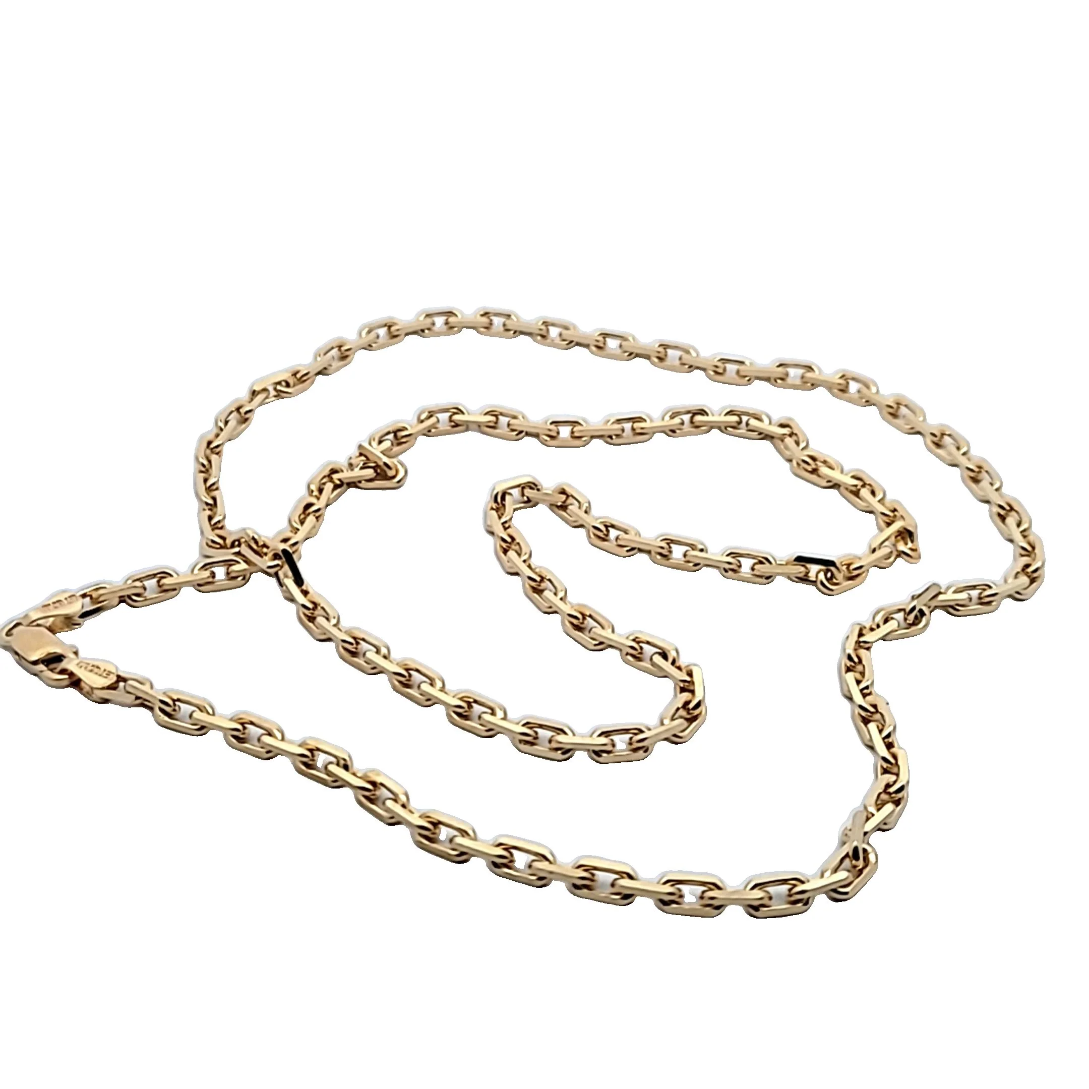 ESTATE 14K BEVELED EDGE OVAL LINK CHAIN NECKLACE, 3.4 MM WIDE, 24 INCHES LONG