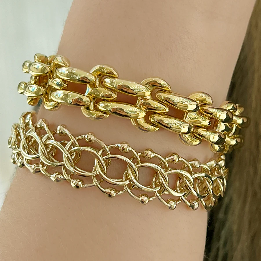 Estate 14K Yellow Gold Bismark Chain Bracelet - Image 2