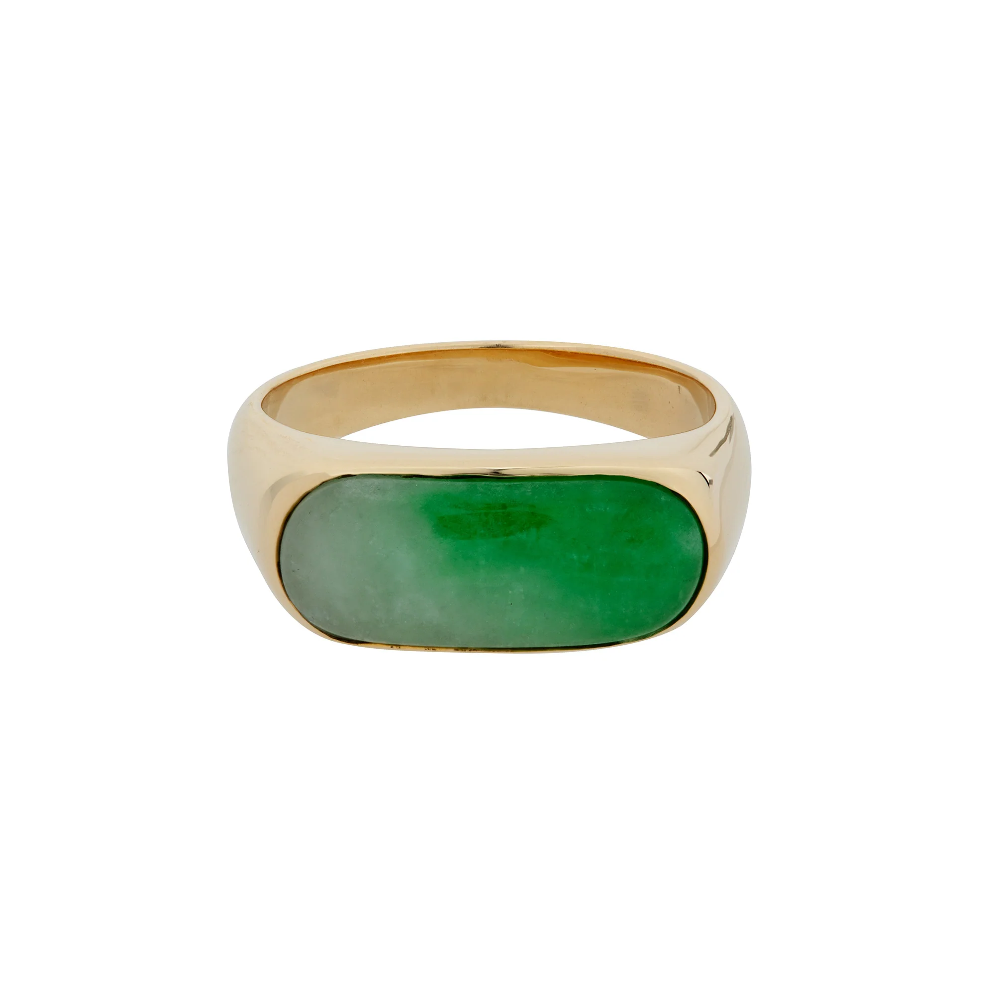 ESTATE 14K Yellow Gold Jade Saddle Ring