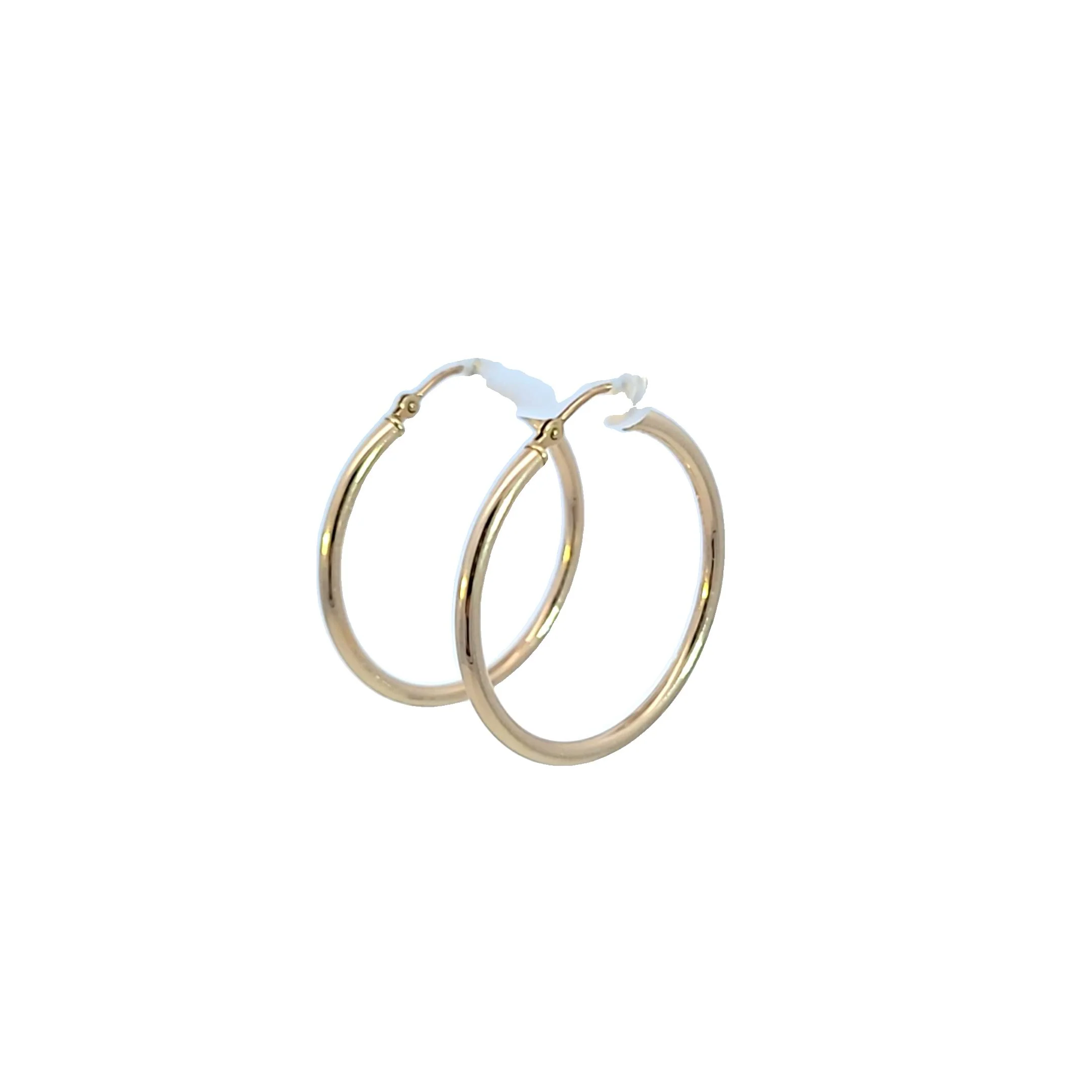 ESTATE 14K YELLOW HOOP EARRINGS, 1 1/8 INCHES LONG
