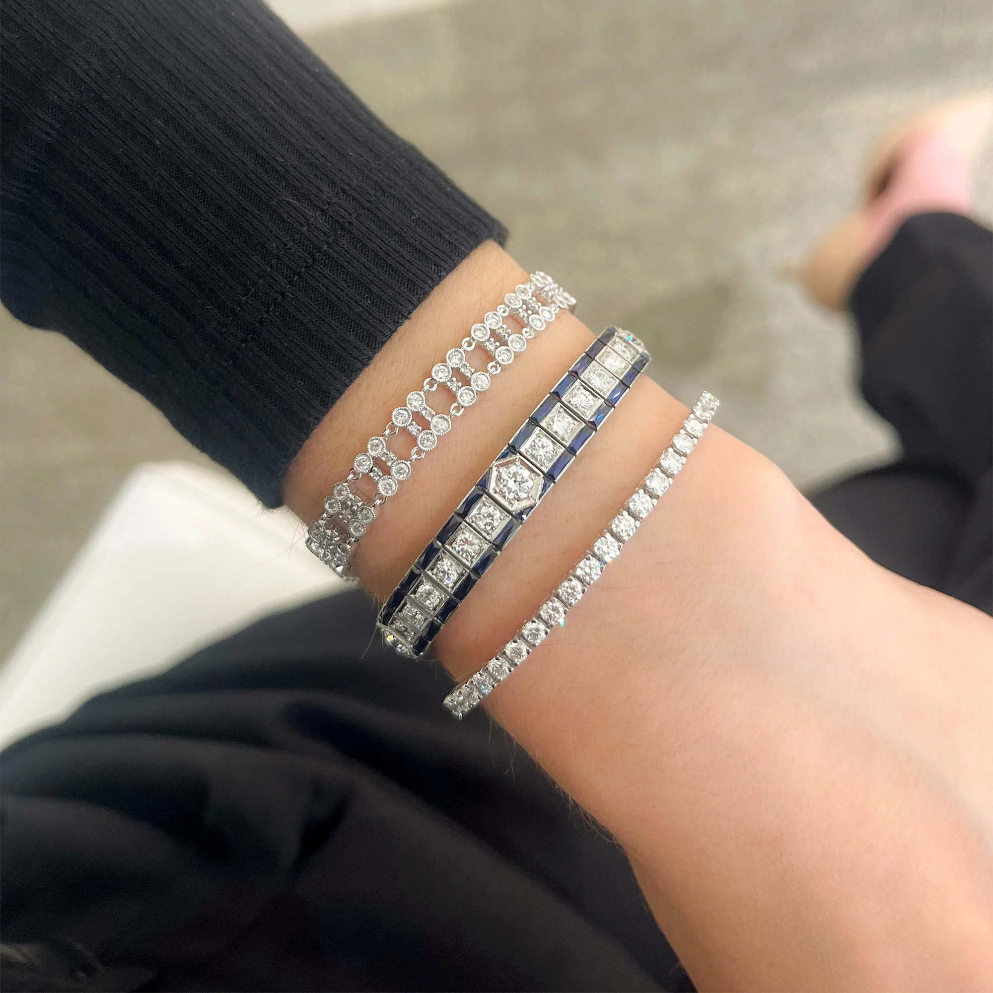 18K White Gold Diamond Eternity Bracelet - Image 2