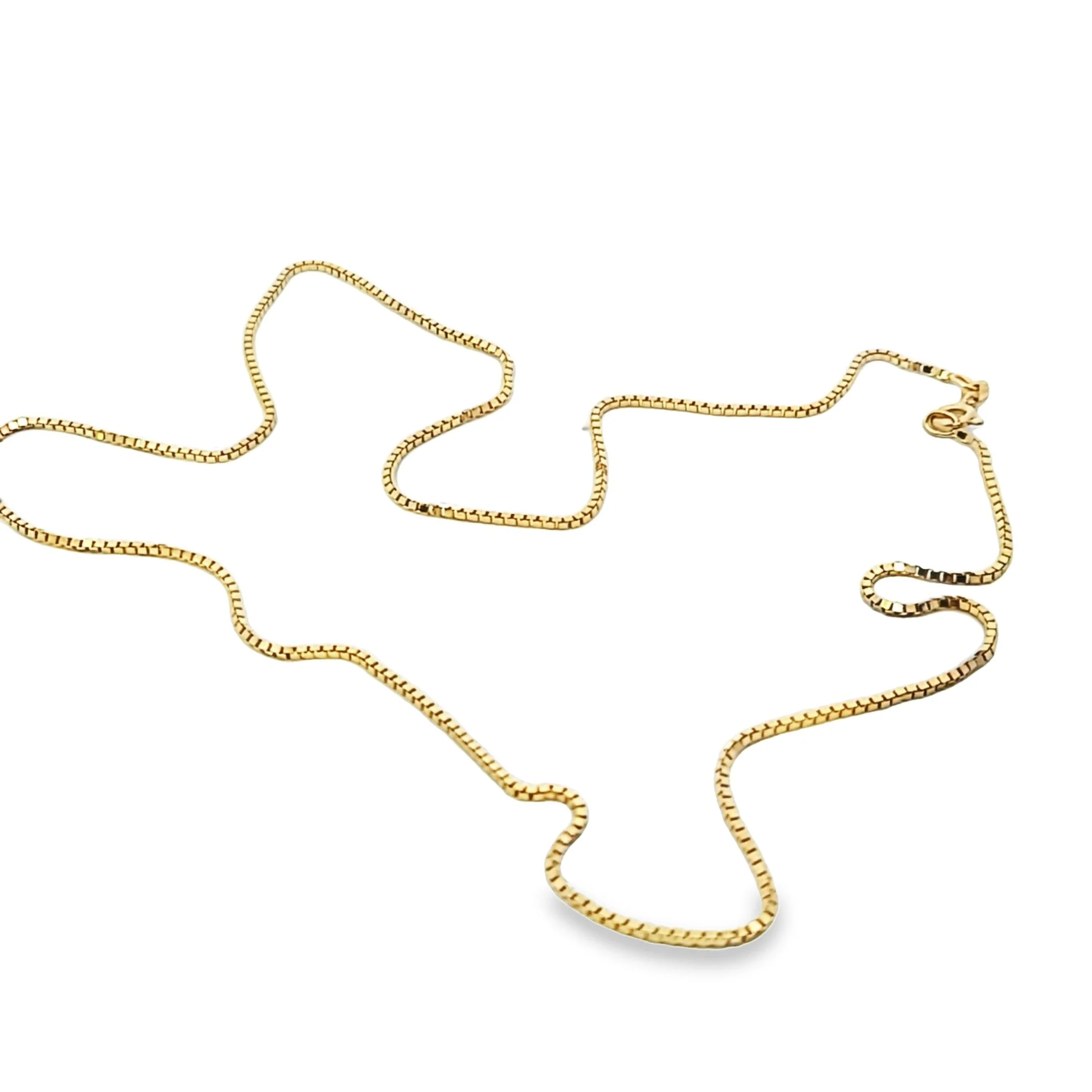 ESTATE 18K YELLOW BOX CHAIN NECKLACE, 1.0 MM WIDE, 18 INCHES LONG