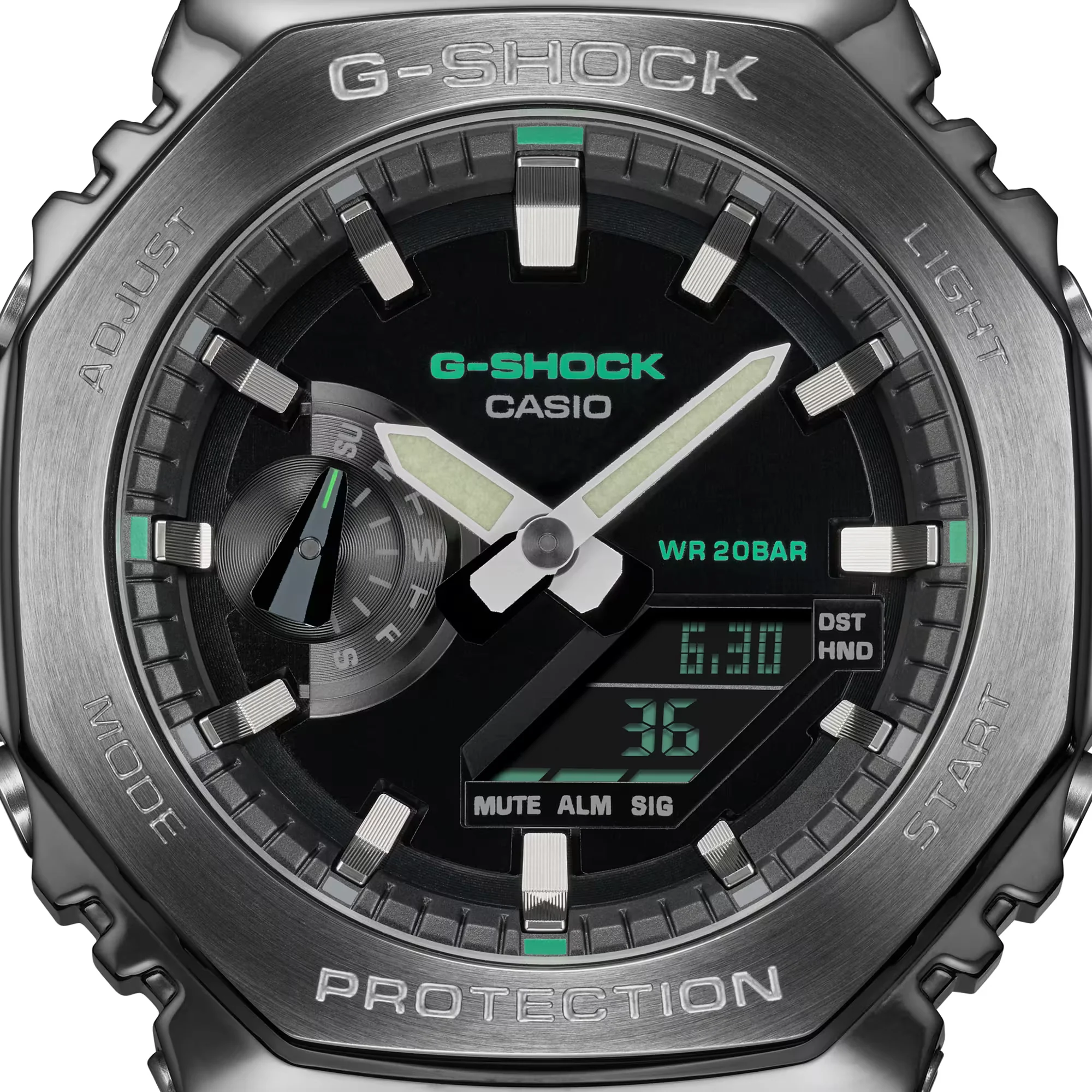 44mm Green Fabric Strap with Black Dial Analog-Digital G-SHOCK Watch - Image 2