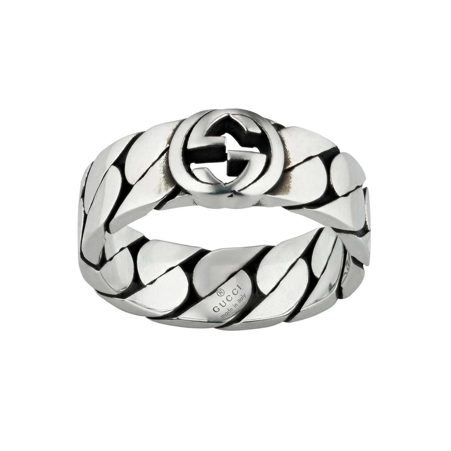 Gucci 6mm Interlocking Gourmette Ring in Sterling Silver