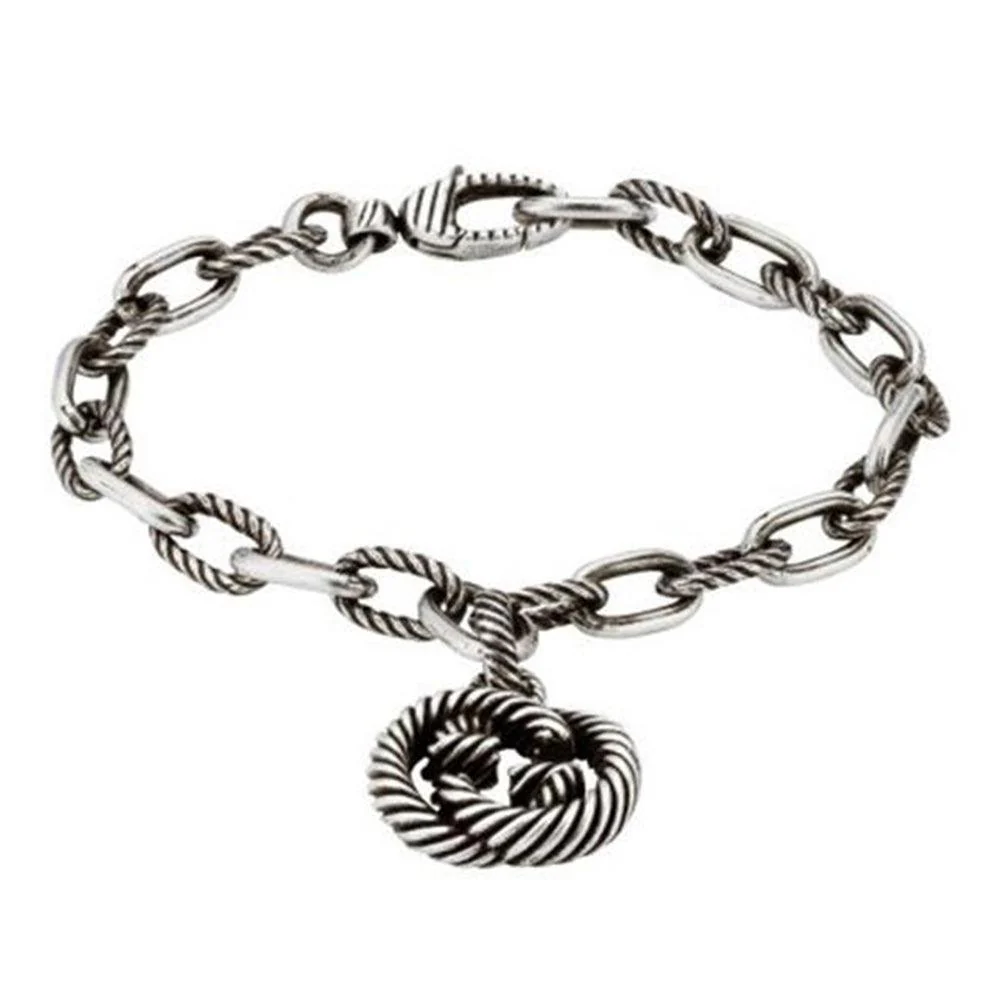 STERLING SILVER GUCCI INTERLOCKING G CHARM BRACELET