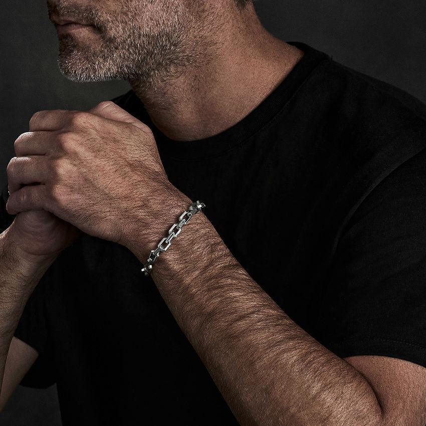 Heirloom Chain Link Bracelet with Pave Black Diamonds - Image 3