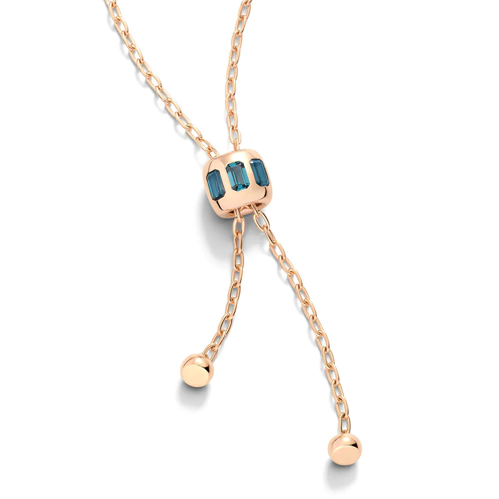 Iconica Lariat Blue Topaz Necklace in 18K Rose Gold, 1.80cttw - Image 3