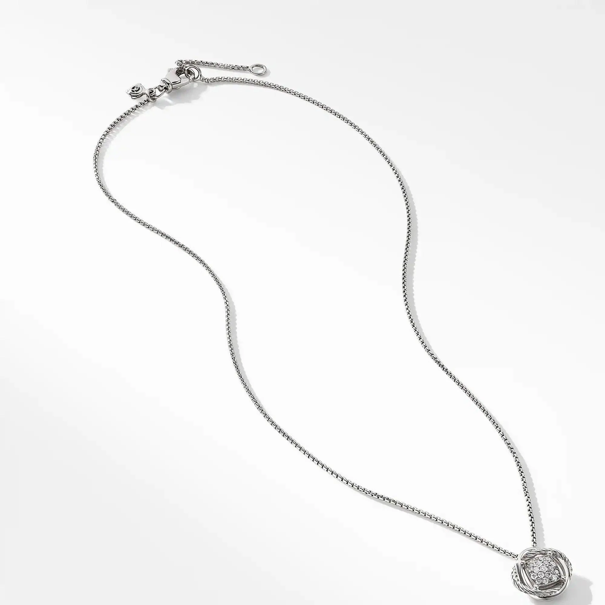 Infinity Pendant Necklace In Sterling Silver With Pavé Diamonds - Image 2