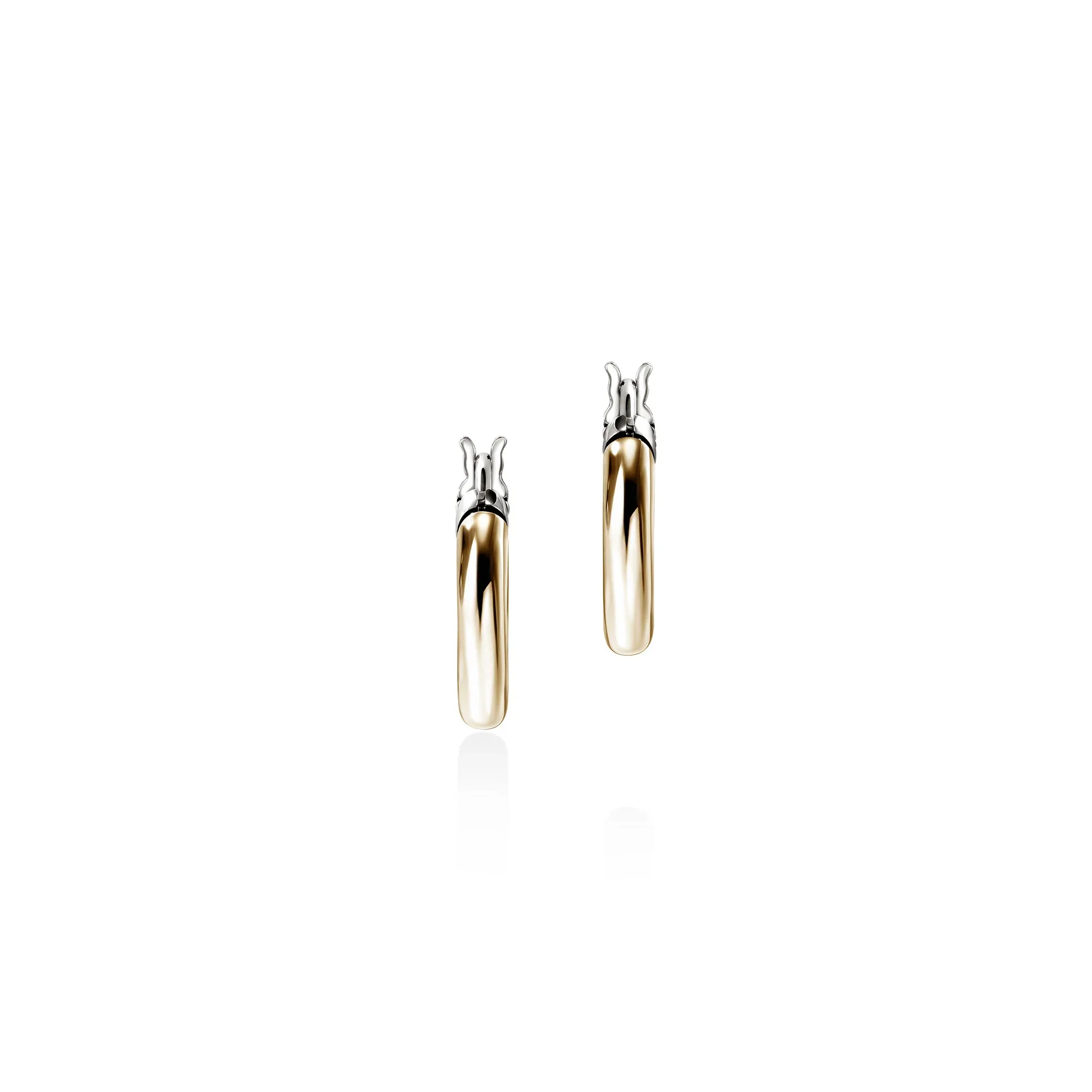 Sterling Silver and 14K Yellow Gold Half Chain Hoop Earrings - Image 2