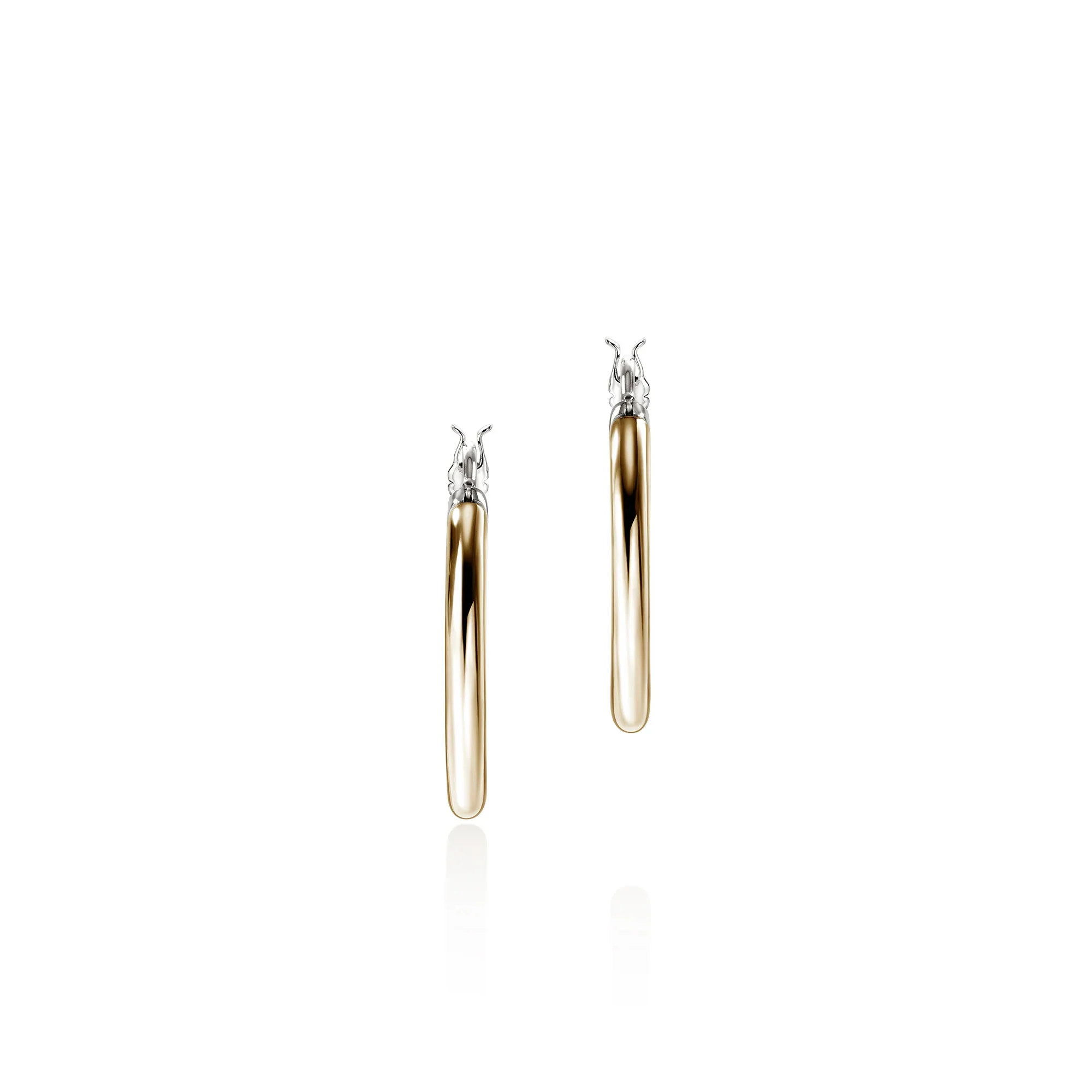 Sterling Silver and 14K Yellow Gold Half Chain Hoop Earrings - Image 3