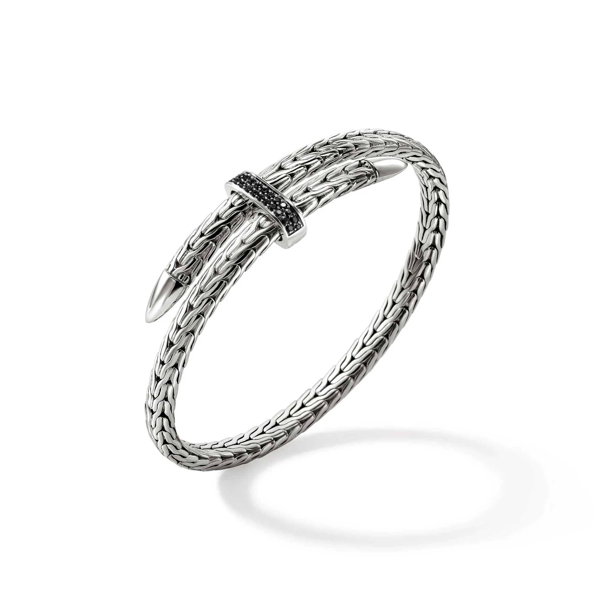 John Hardy Sterling Silver and Black Sapphire Flex Cuff Bracelet - Image 3