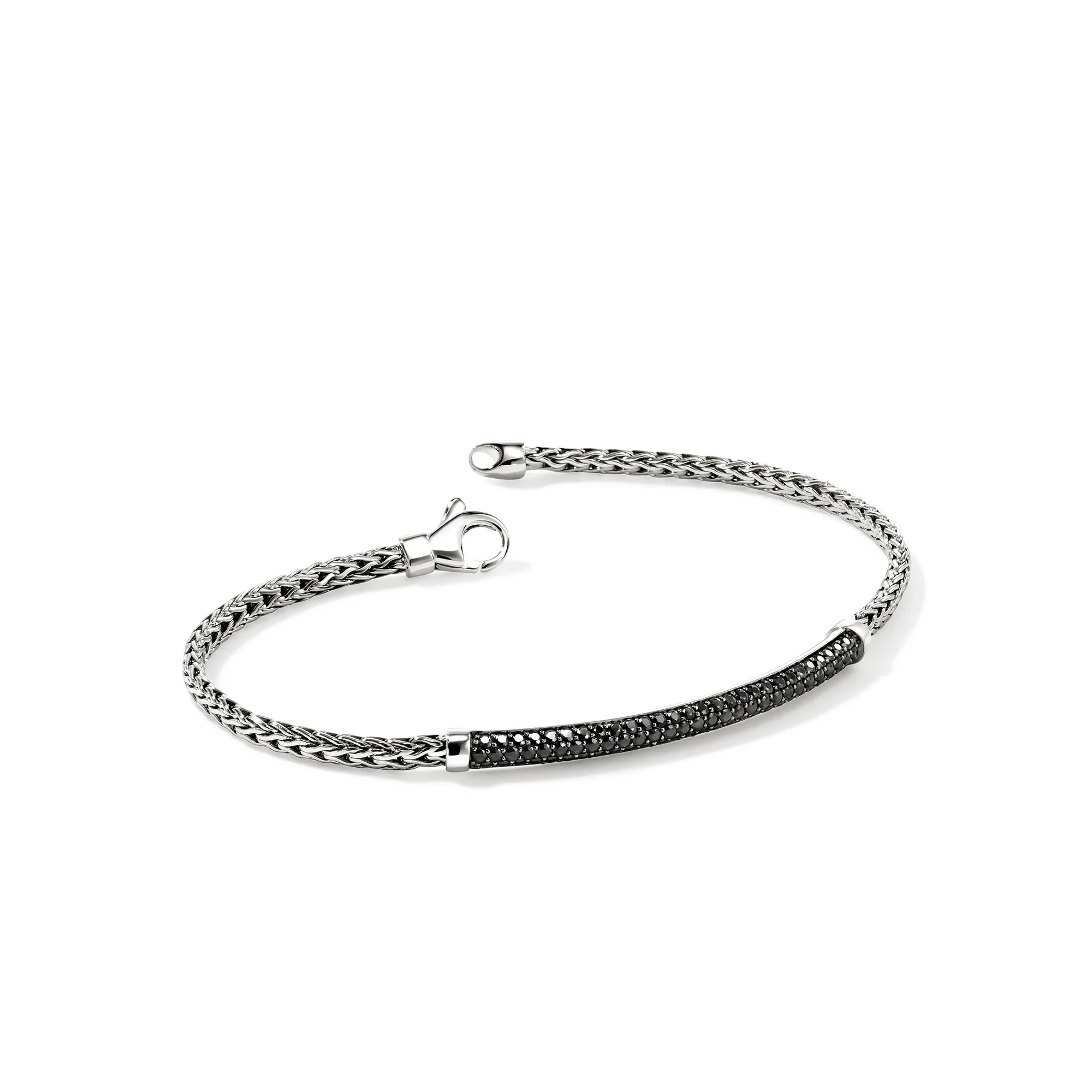 Sterling Silver and Black Sapphire Pave Bar Bracelet - Image 3