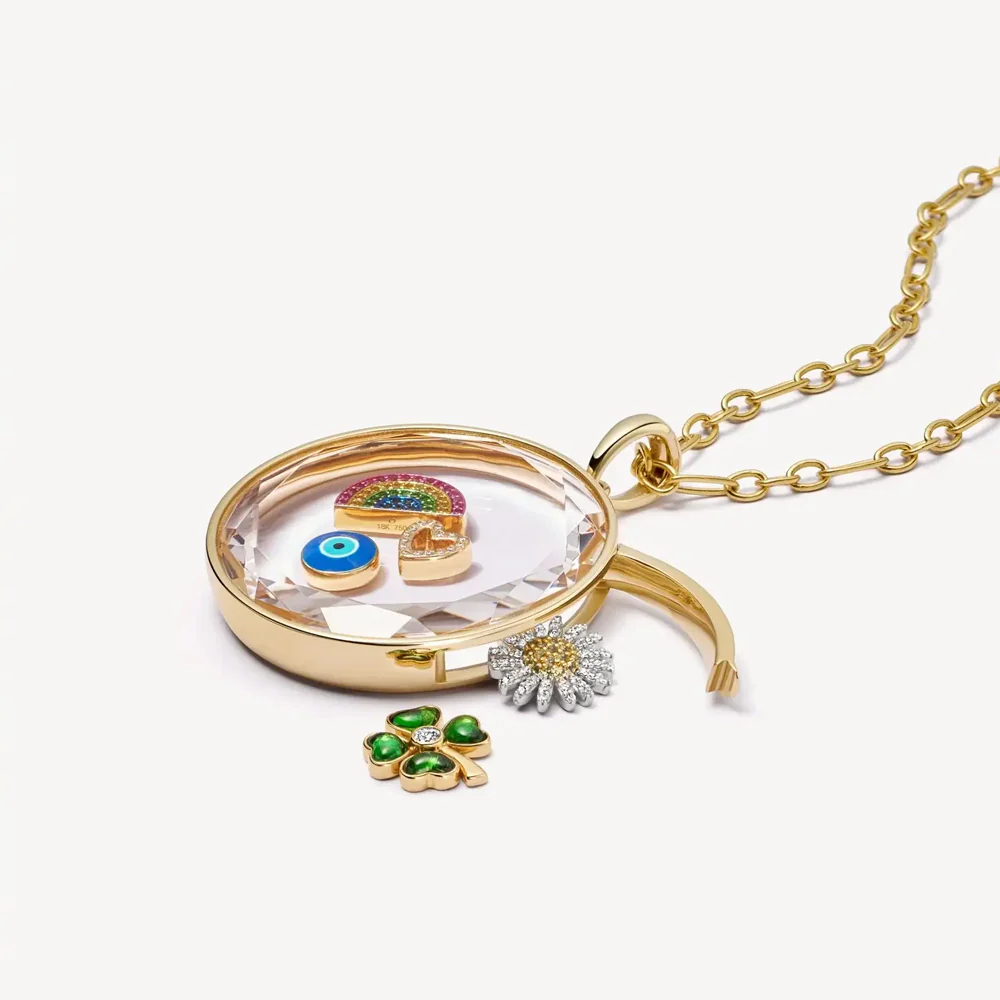 Jupiter Large Locket with Figaro Chain in 18K Yellow Gold Necklace - Image 3