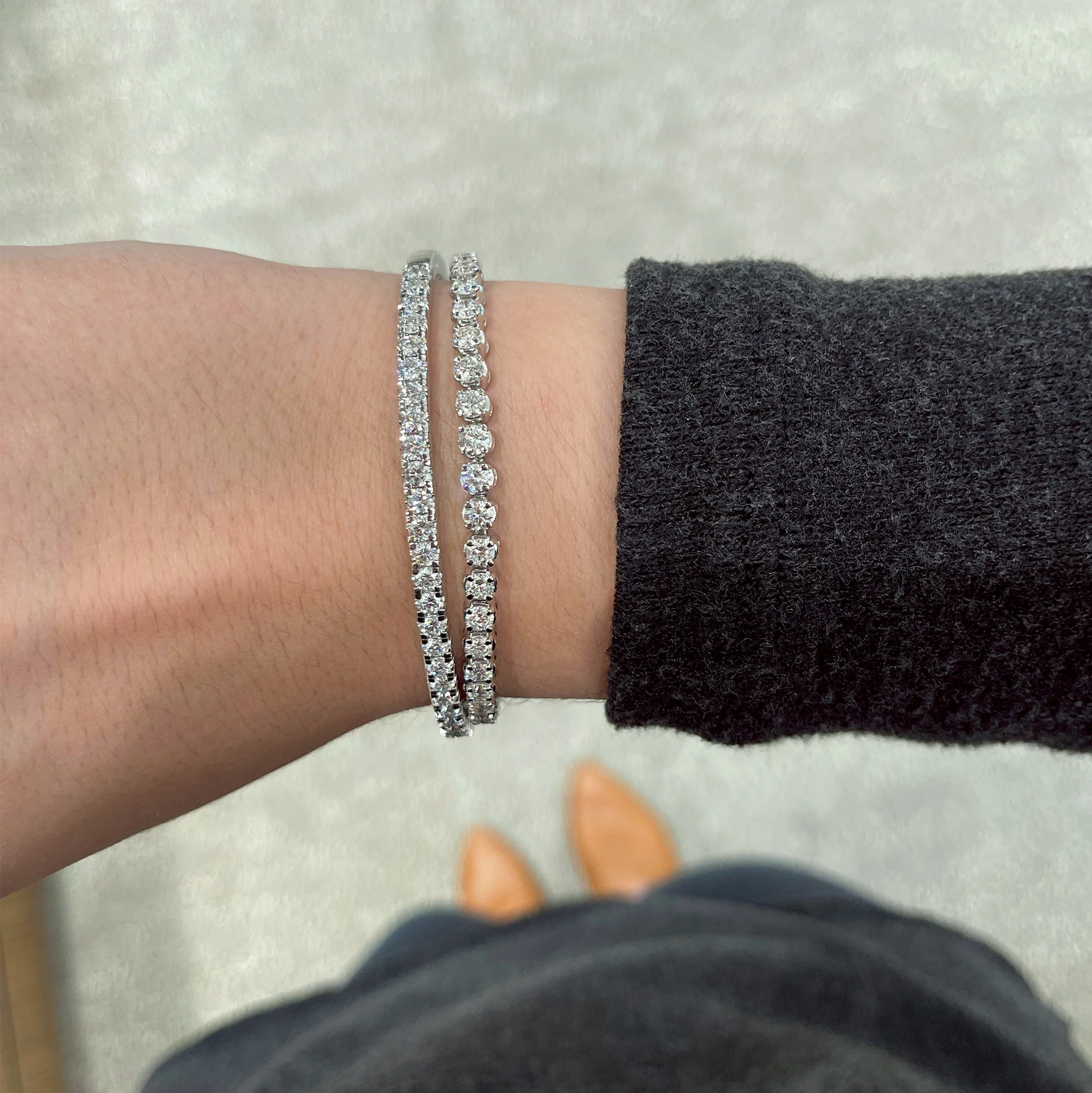 Lab Grown Round Diamond Tennis Bracelet in 14K White Gold - Image 2