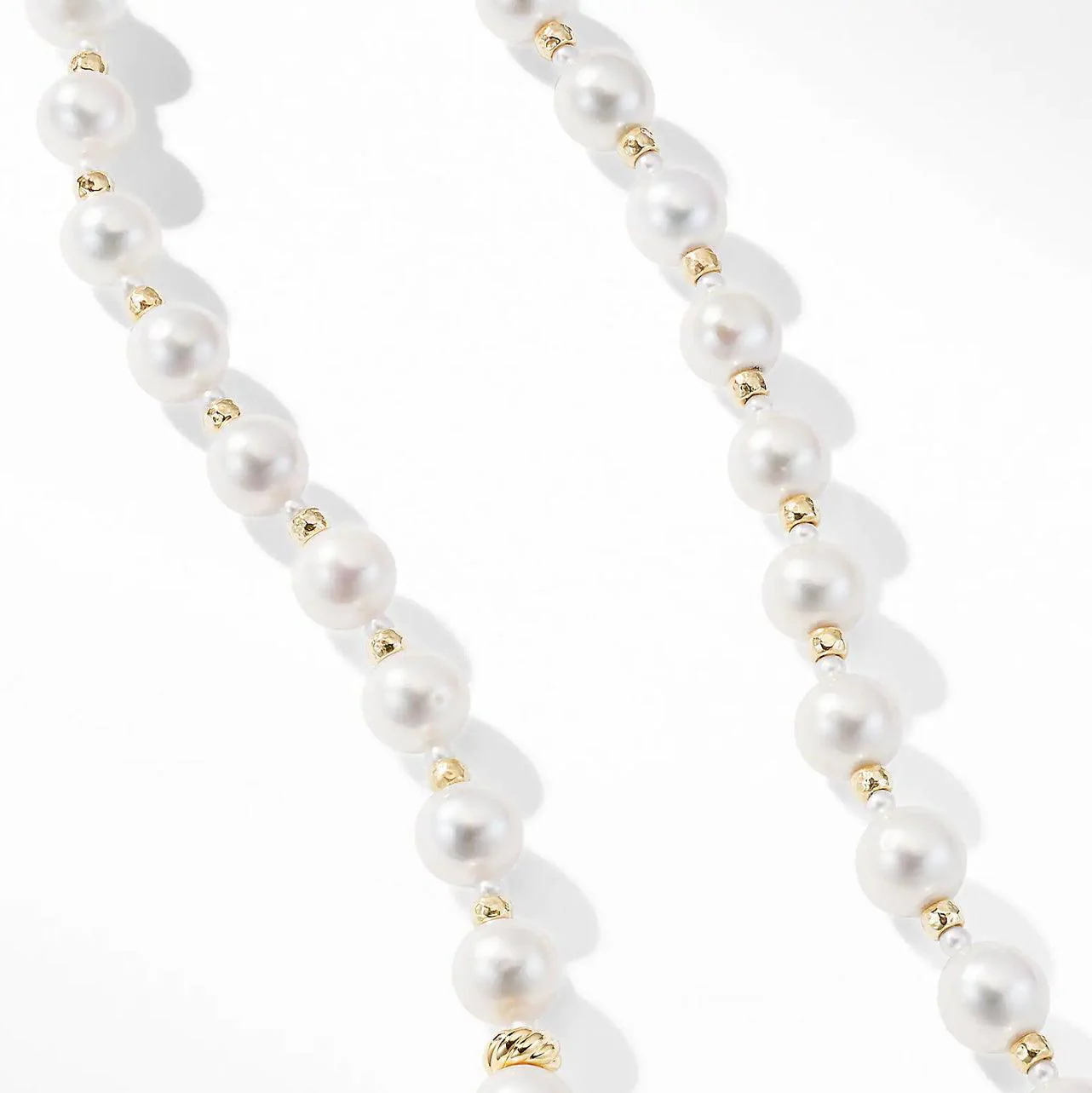 Long Graduated Pearl Necklace with 18K Yellow Gold - Image 2