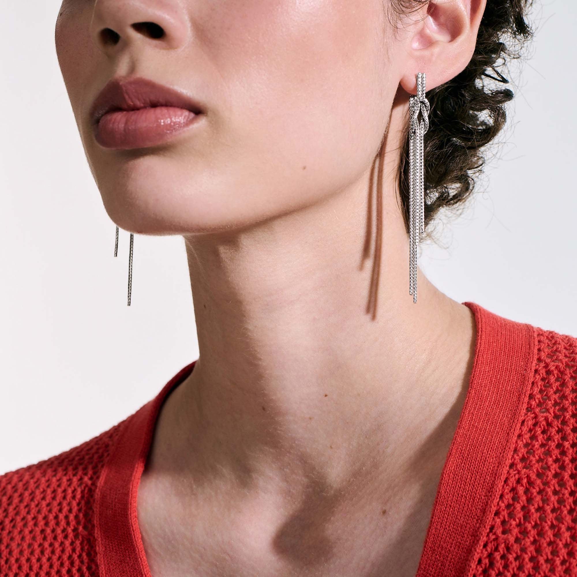 Love Knot Drop Earrings in Sterling Silver - Image 5