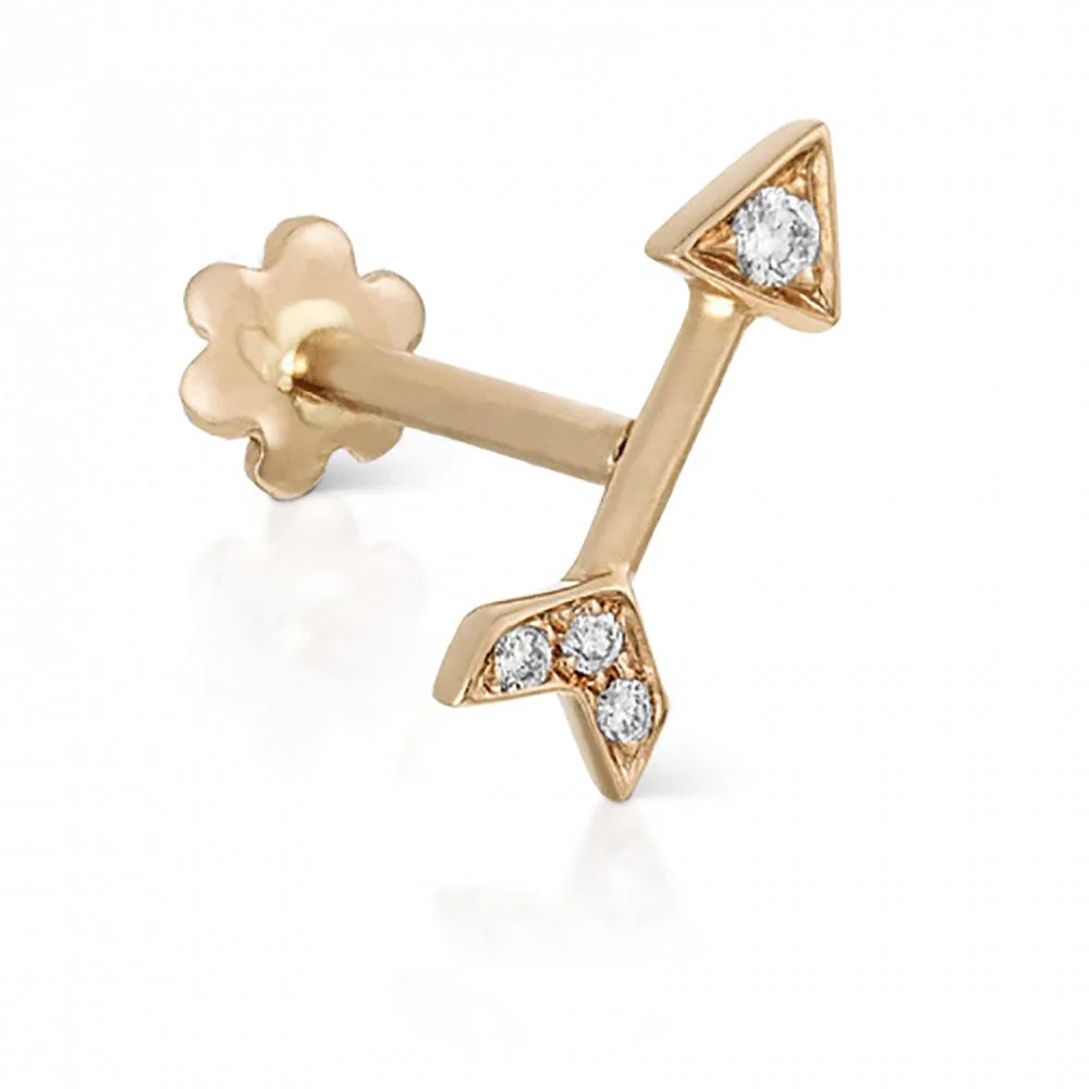MARIA TASH 18K GOLD 4 ROUND BRILLIANT DIAMOND SINGLE EARRING