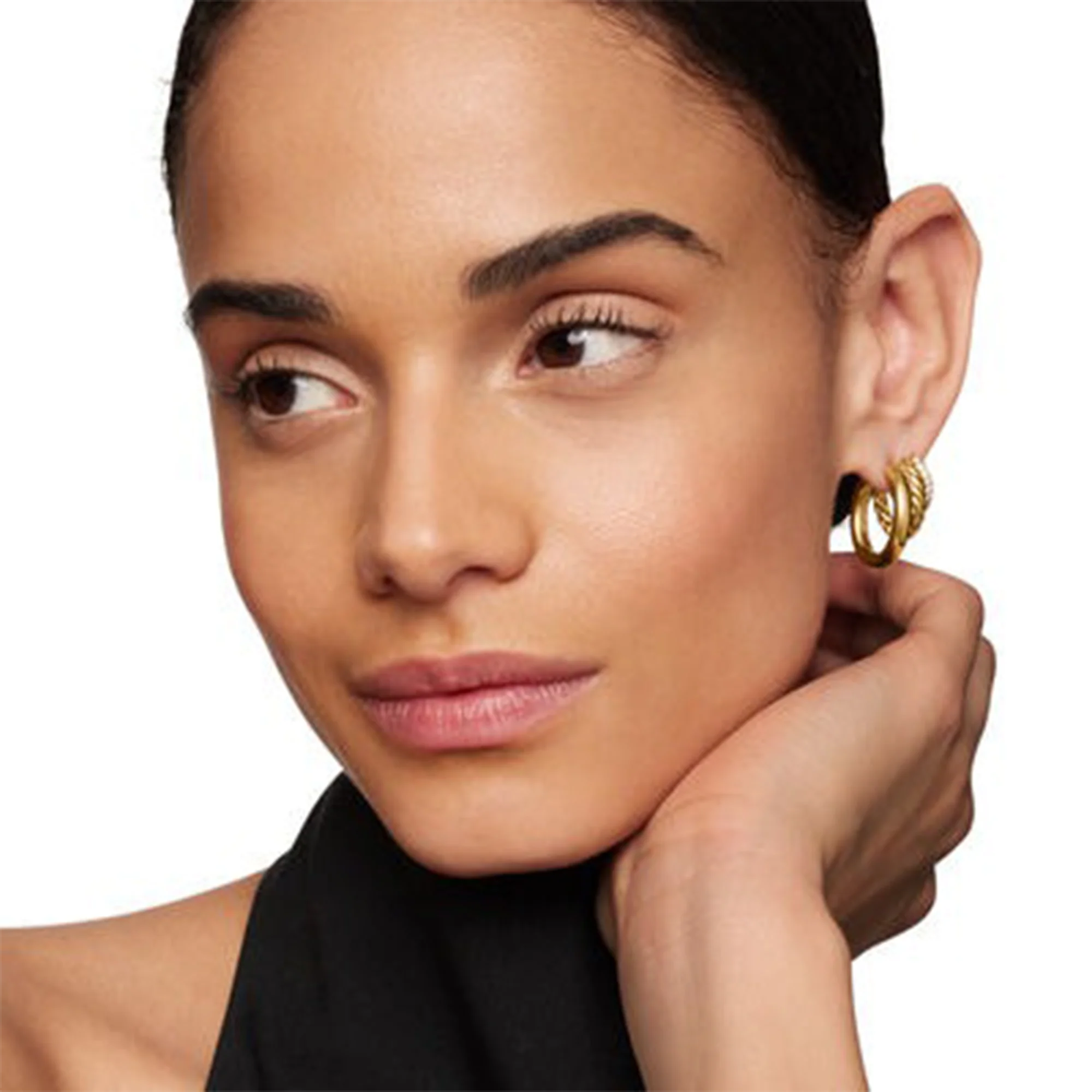 Mercer Multi Hoop Earrings in 18K Yellow Gold with Pavé Diamonds - Image 4
