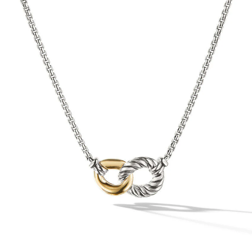 Belmont Curb Link Necklace in Sterling Silver with 18K Yellow Gold