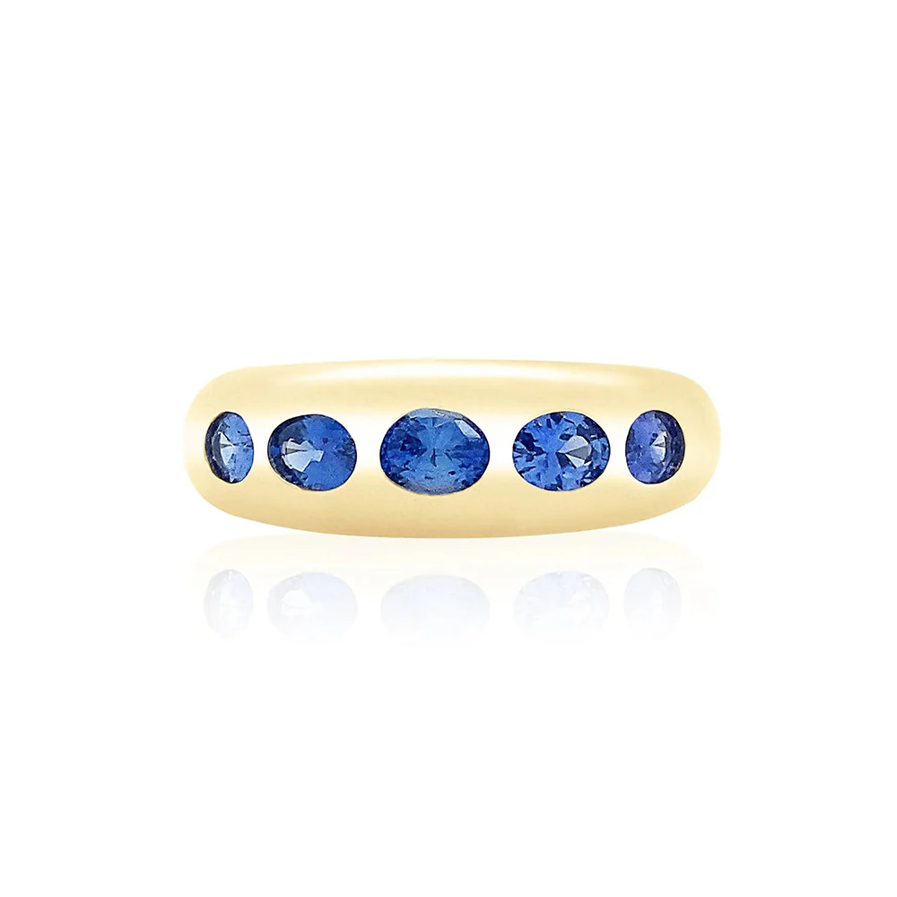 Nomad 5 Oval-Shaped Blue Sapphire Dome Ring in 14K Yellow Gold, 1.25cttw