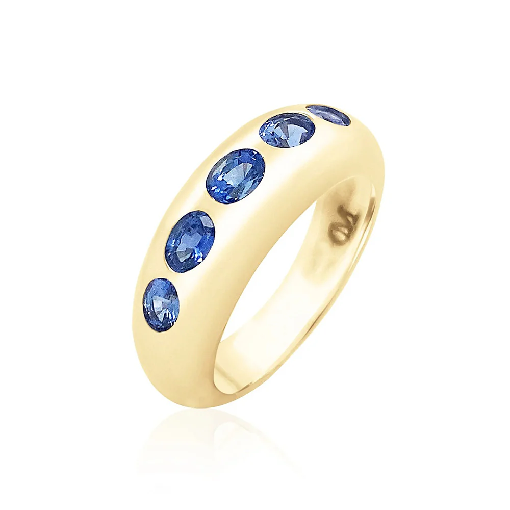 Nomad 5 Oval-Shaped Blue Sapphire Dome Ring in 14K Yellow Gold, 1.25cttw - Image 2