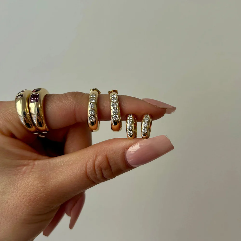 Nomad Diamond Huggie Earrings in 14K Yellow Gold, 0.40cttw - Image 2