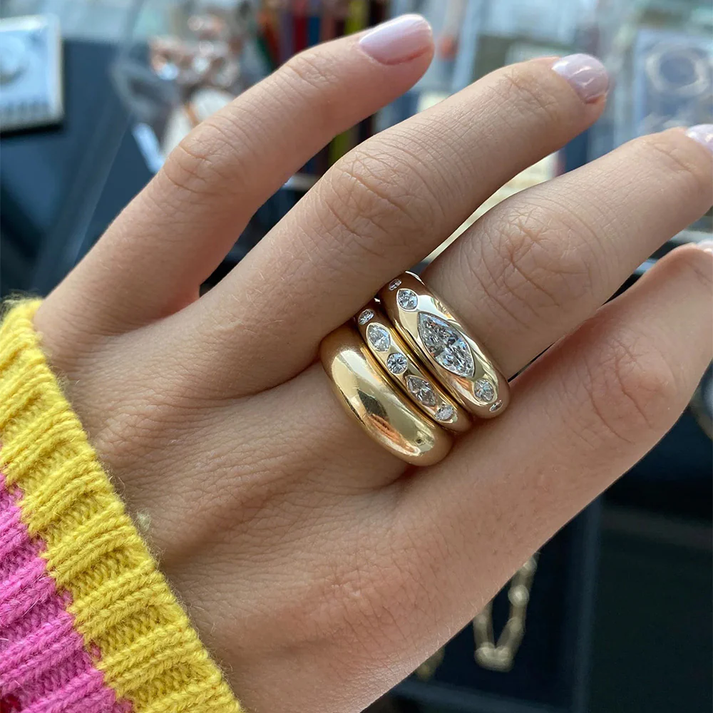 Nomad Marquise and Round Cut Diamond Ring in 14K Yellow Gold, 0.65cttw - Image 3