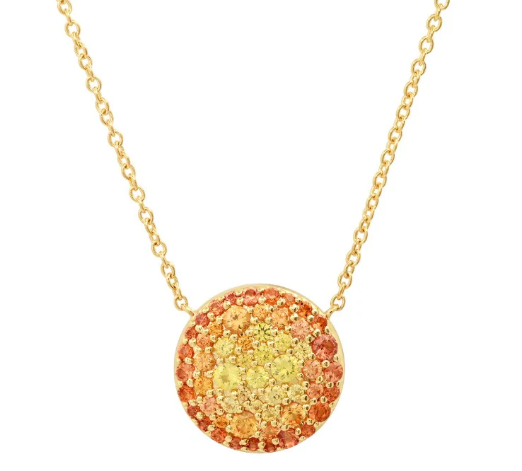 Ombre Orange and Yellow Sapphire Necklace in 14K Yellow Gold, 0.90cttw