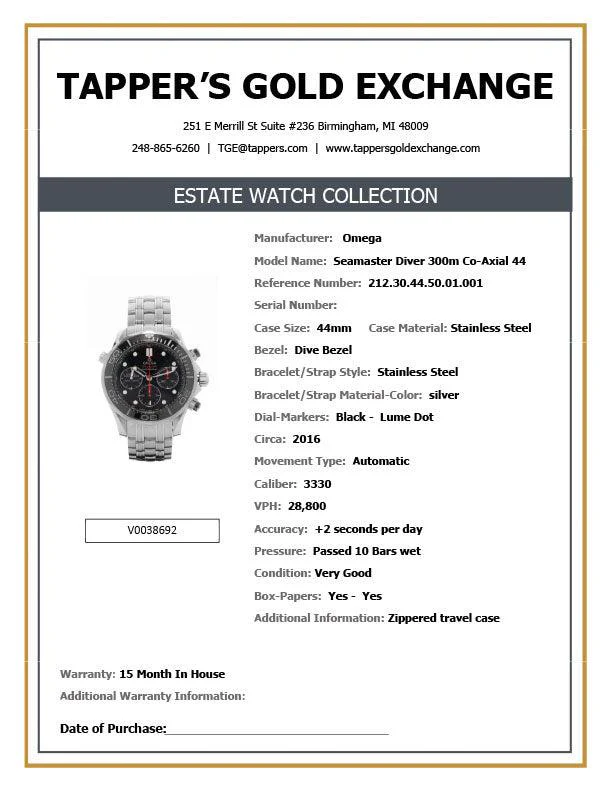 OMEGA 44 MM SEAMASTER CHRONOGRAPH WATCH - Image 12