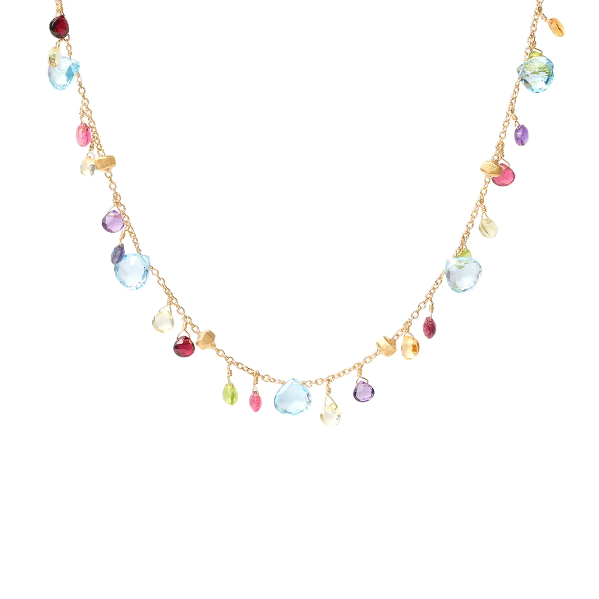 Paradise Single Strand Mixed Gemstone Necklace in 18K Yellow Gold - Image 2