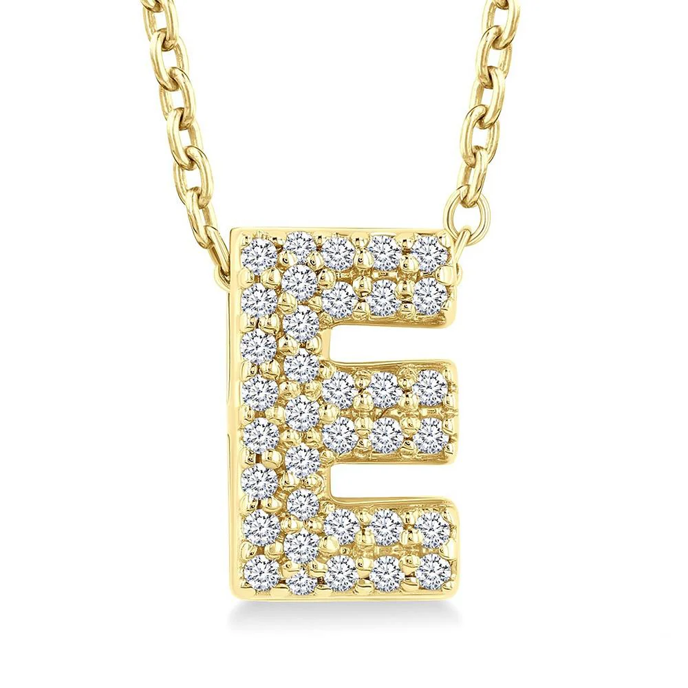 Pavé Diamond Initial "E" Necklace in 14K Yellow Gold, 0.11cttw - Image 2