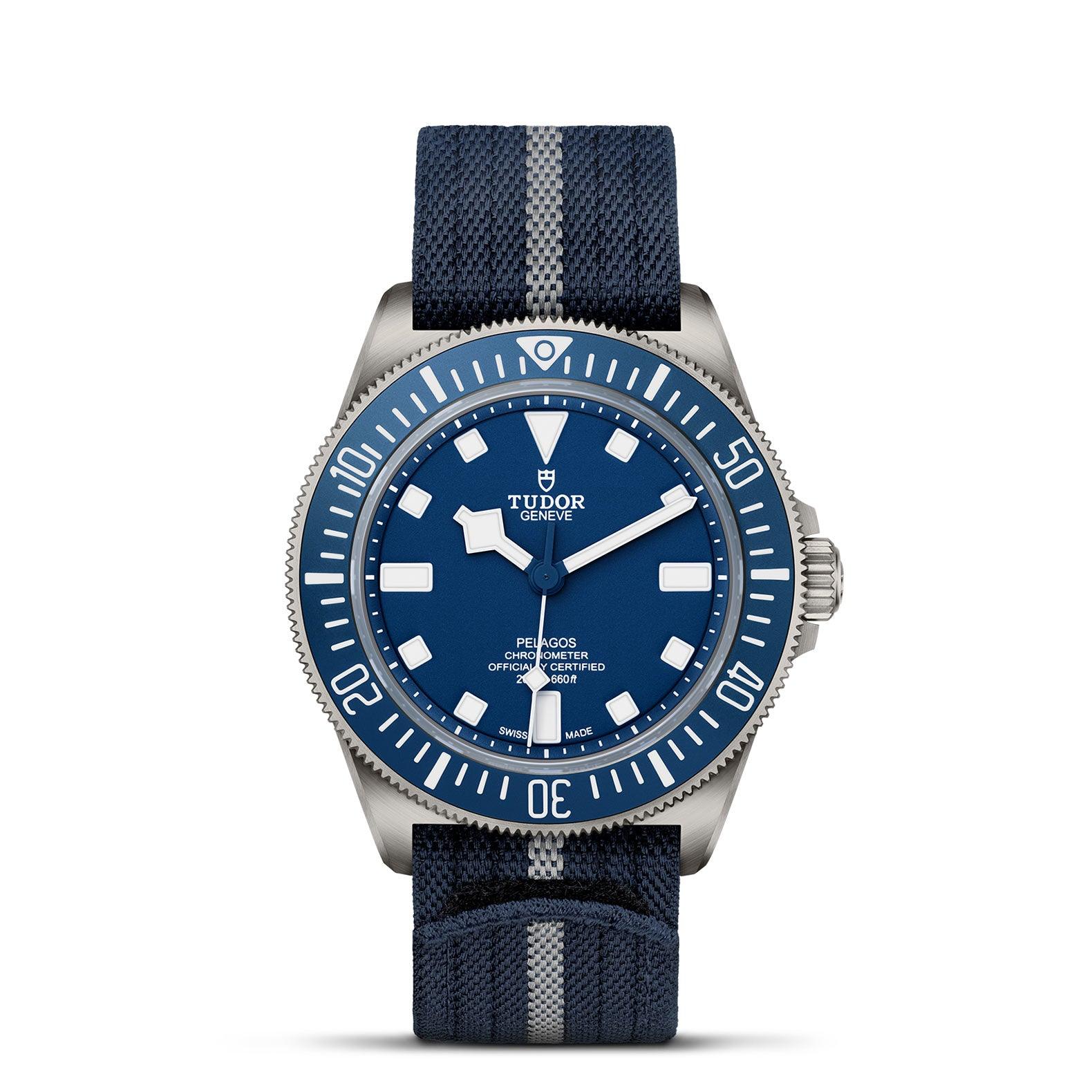 42mm Pelagos FXD Titanium Blue Dial with Fabric and Rubber Straps Watch by Tudor | M25707B/23-0001