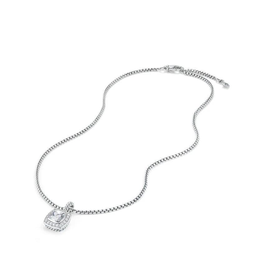 PETITE ALBION PENDANT NECKLACE WITH WHITE TOPAZ AND DIAMONDS - Image 3